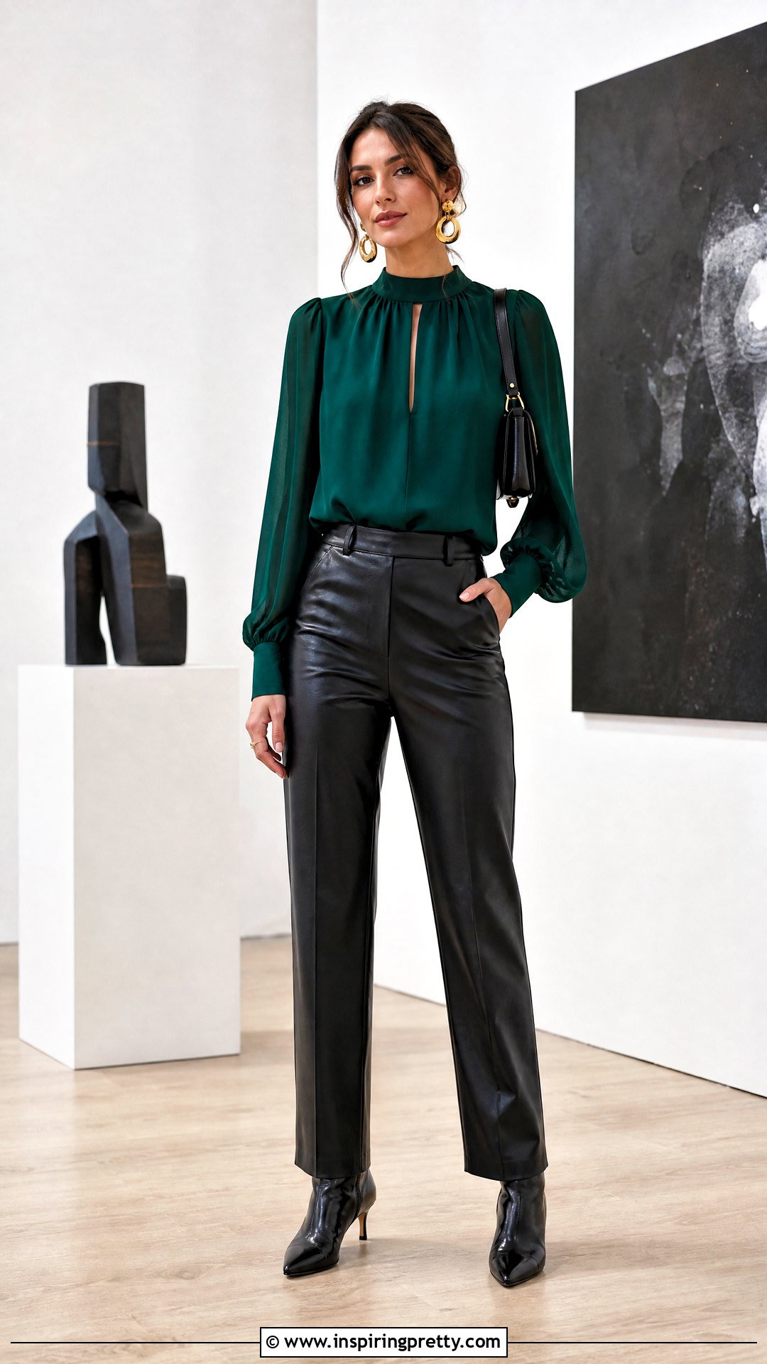 Chiffon Top With Leather Pants - 50 Chiffon Top outfit ideas