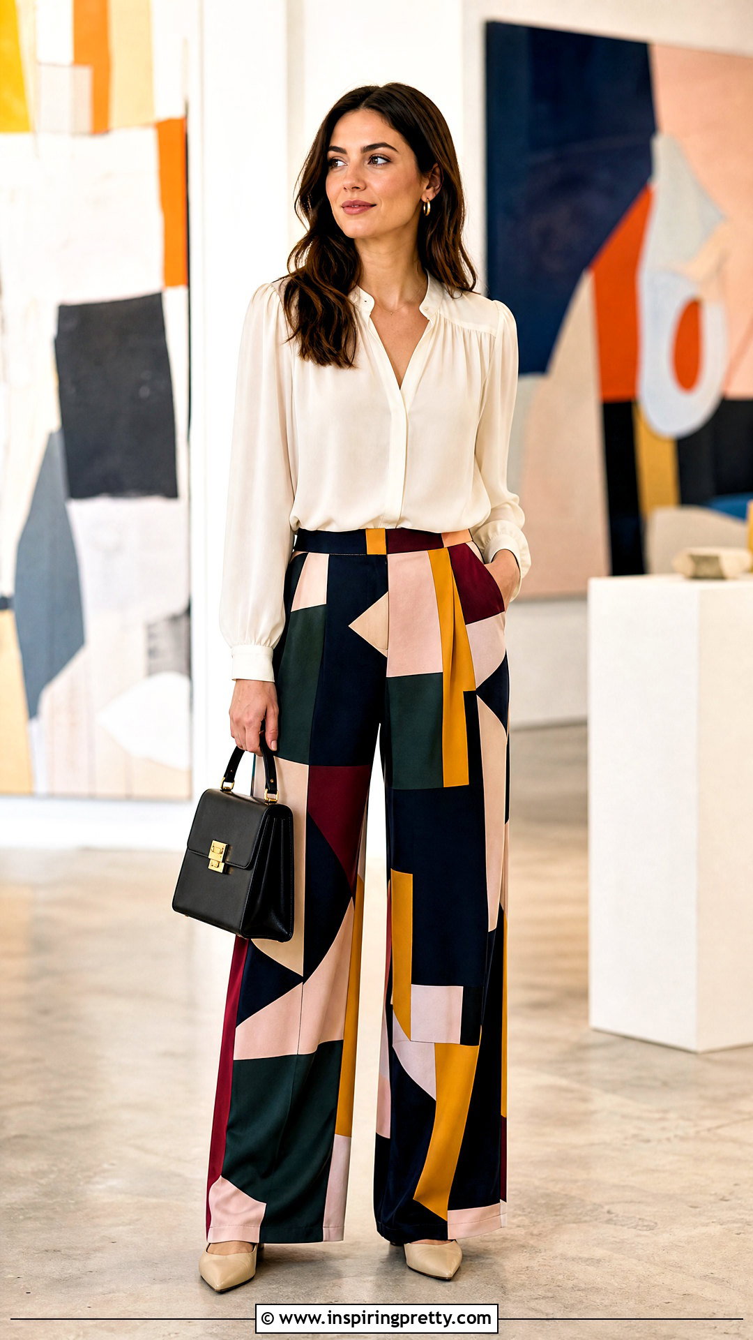 Chiffon Top With Printed Pants - 50 Chiffon Top outfit ideas
