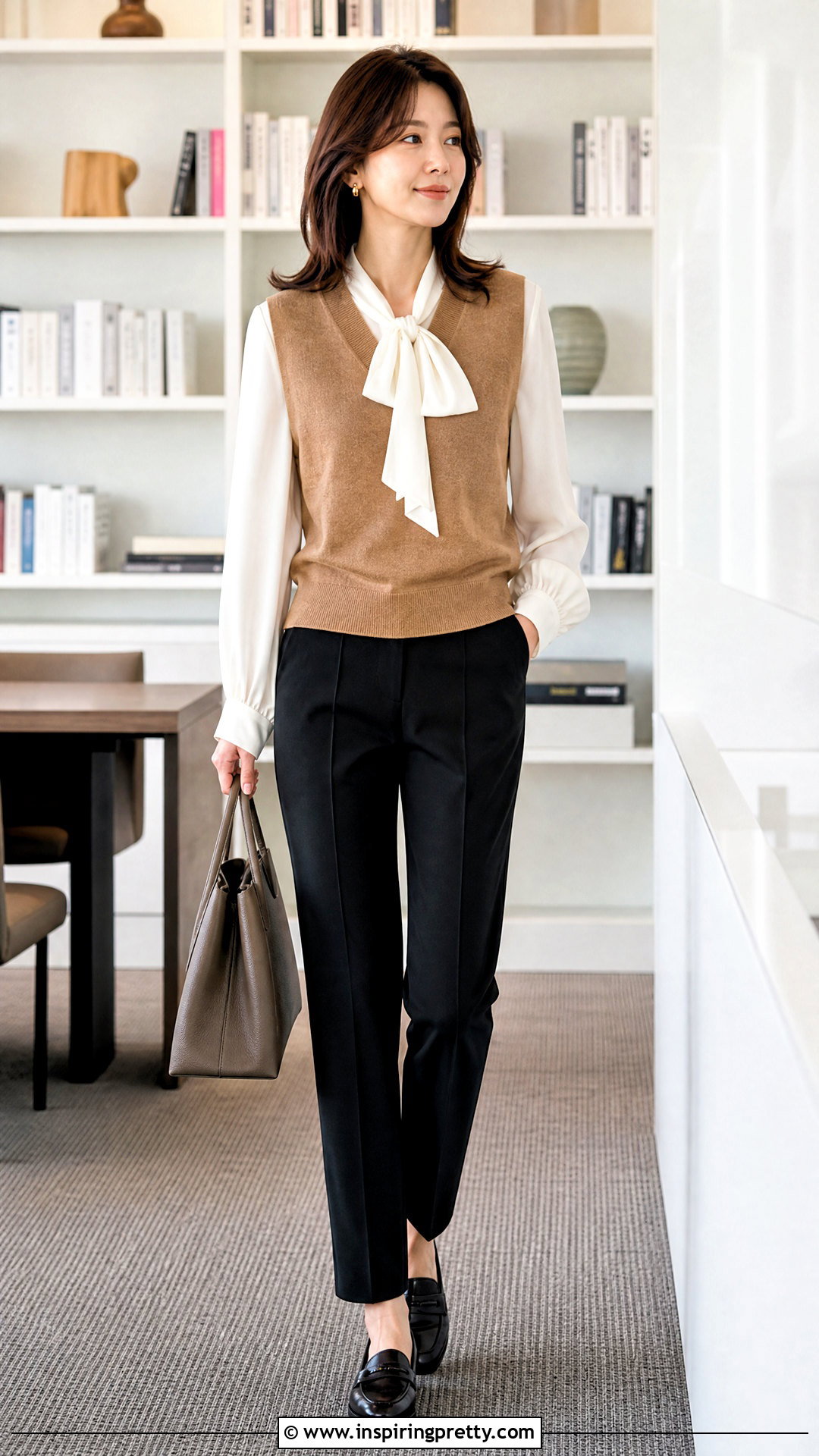 Chiffon Top With Sweater Vest And Trousers - 50 chiffon top styles