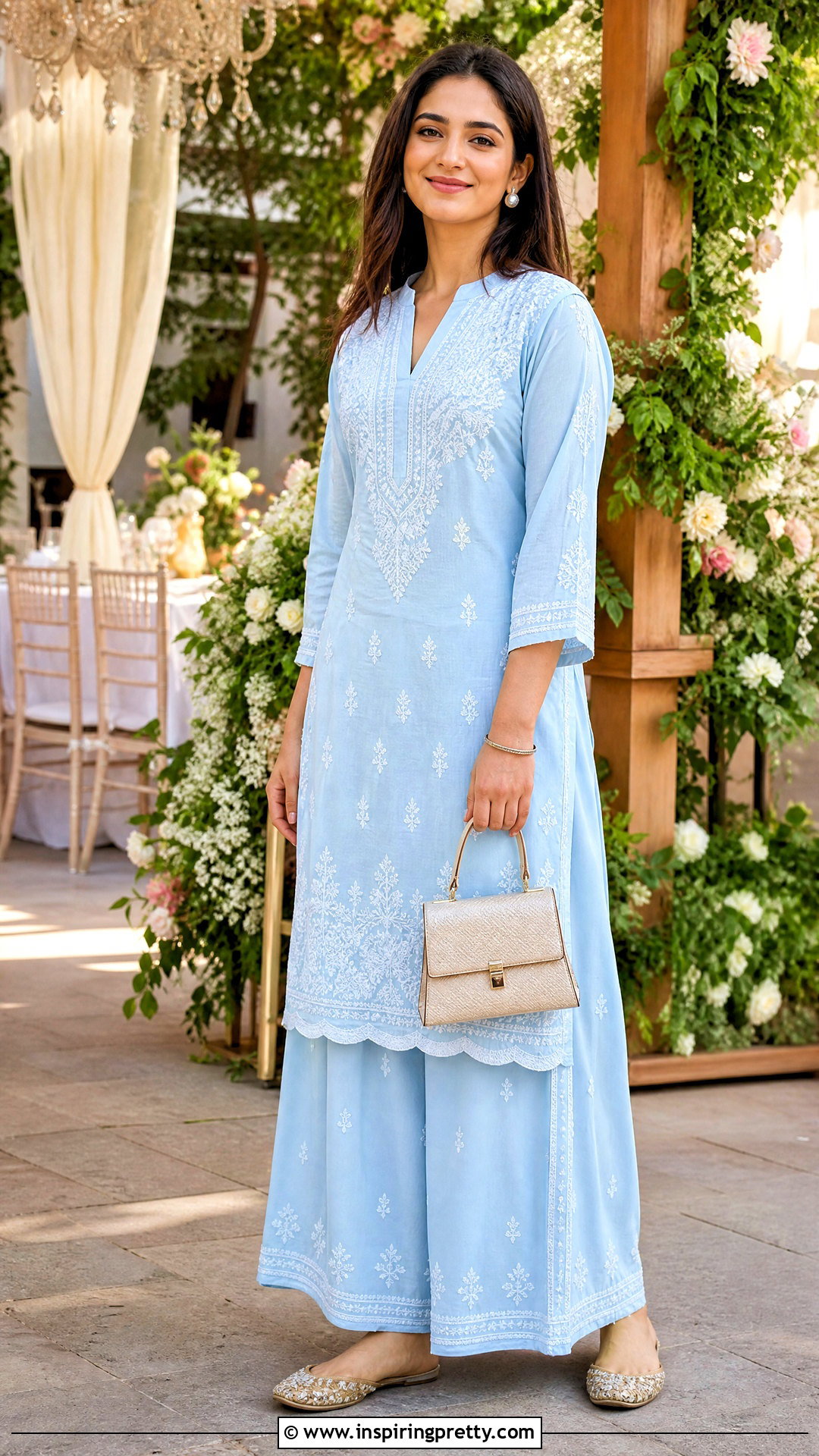 Chikankari Cotton Top With Palazzo Pants - 50 cotton tops designs