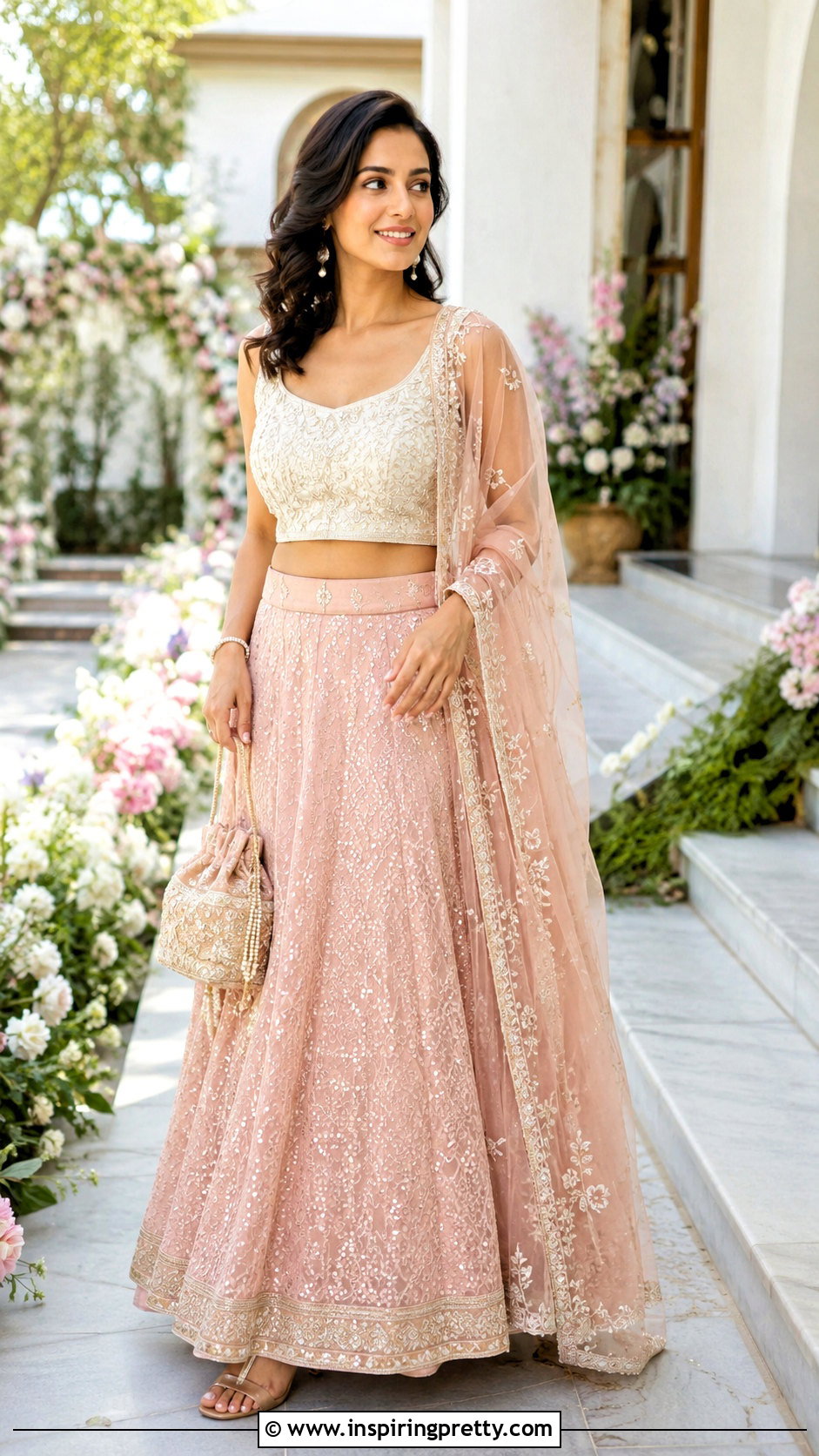 Chikankari Crop Top Lehenga - 50 Crop Top Designs For Lehenga Ideas