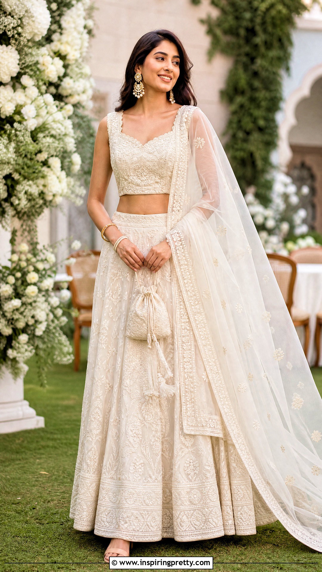Chikankari Crop Top Lehenga - 50 lehenga blouse designs crop tops outfit ideas