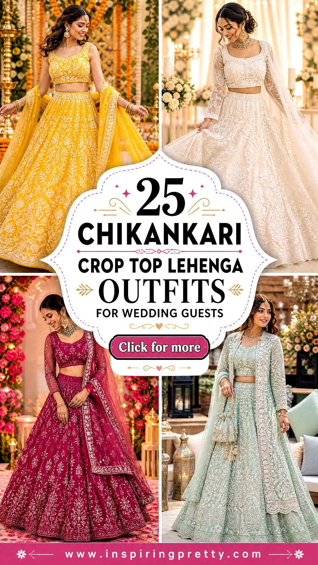 25 Chikankari Crop Top Lehenga Outfits for Wedding Guests - 25 Chikankari Crop Top Lehenga Outfits for Wedding Guests