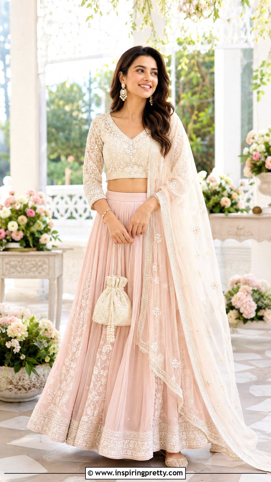 Chikankari Crop Top With Pastel Ghagra - 25 ghagra blouse designs crop tops outfit ideas