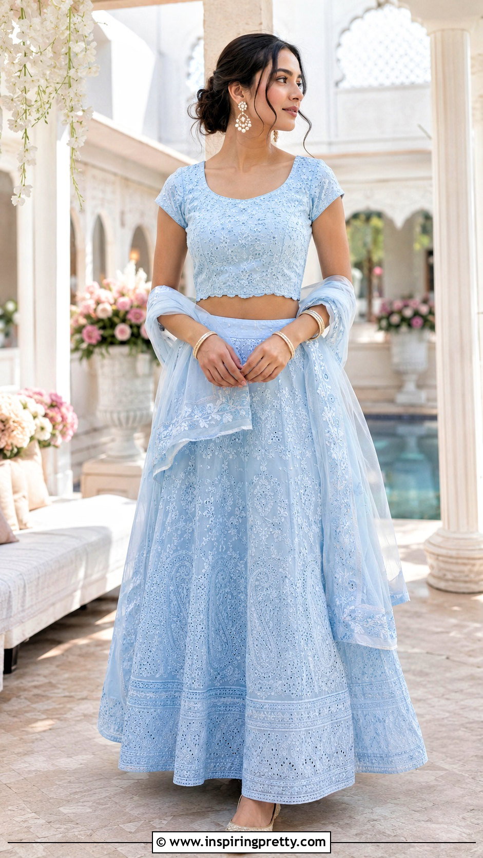 Chikankari Skirt And Crop Top For Summer Wedding - 50 skirt and crop top indian weddings