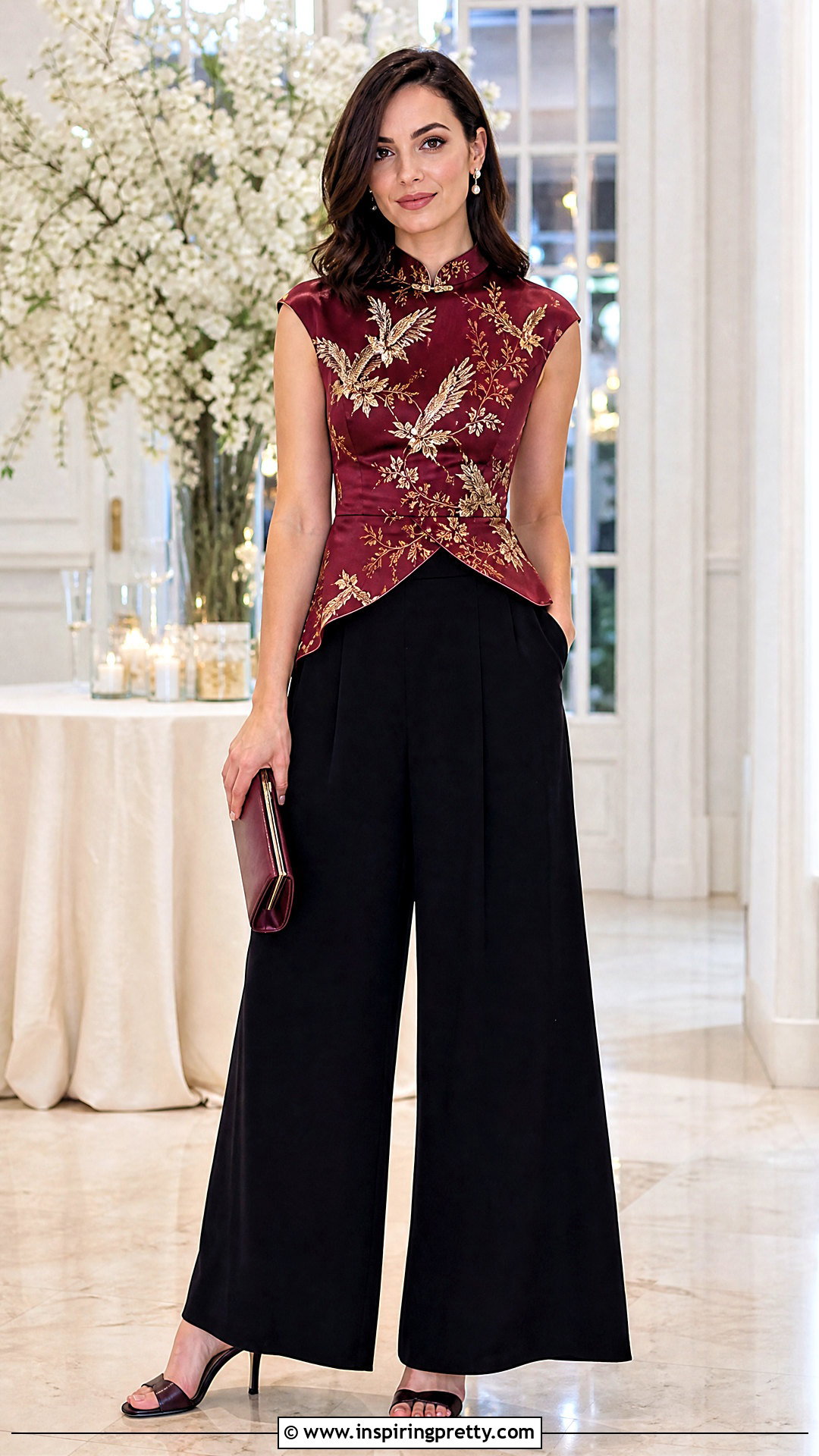 Chinoiserie Top With Palazzo Pants - 25 chinoiserie top outfit ideas