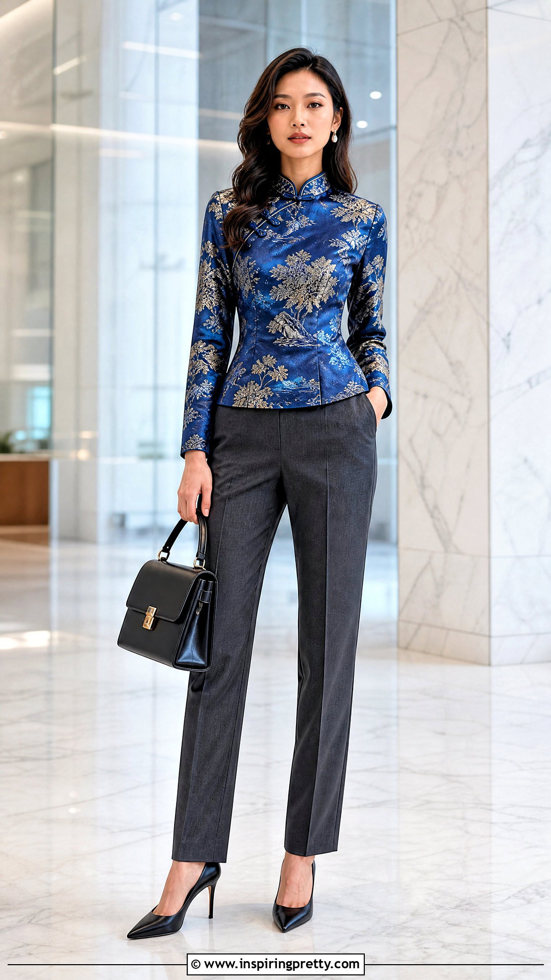 Chinoiserie Top With Suit Trousers And Heels - 25 chinoiserie top outfit ideas