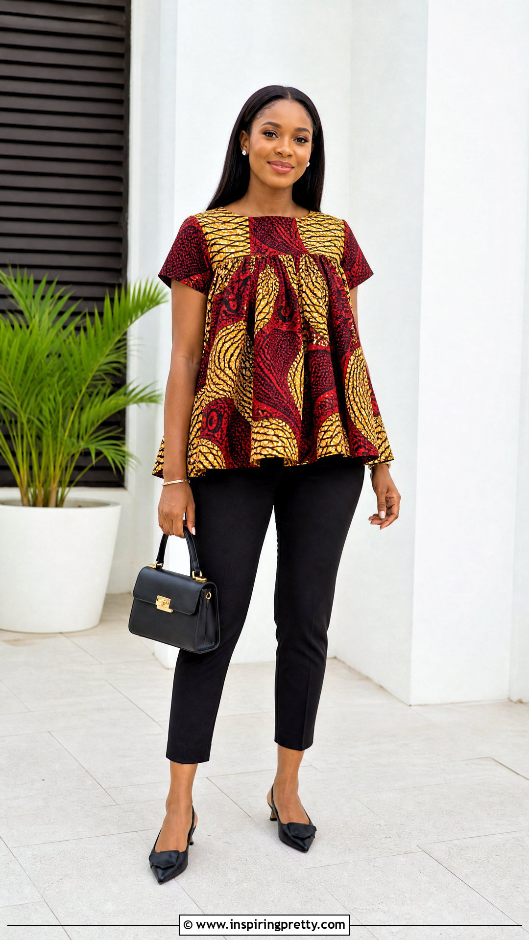 Chitenge Babydoll Top With Cropped Pants - 50 chitenge tops for ladies