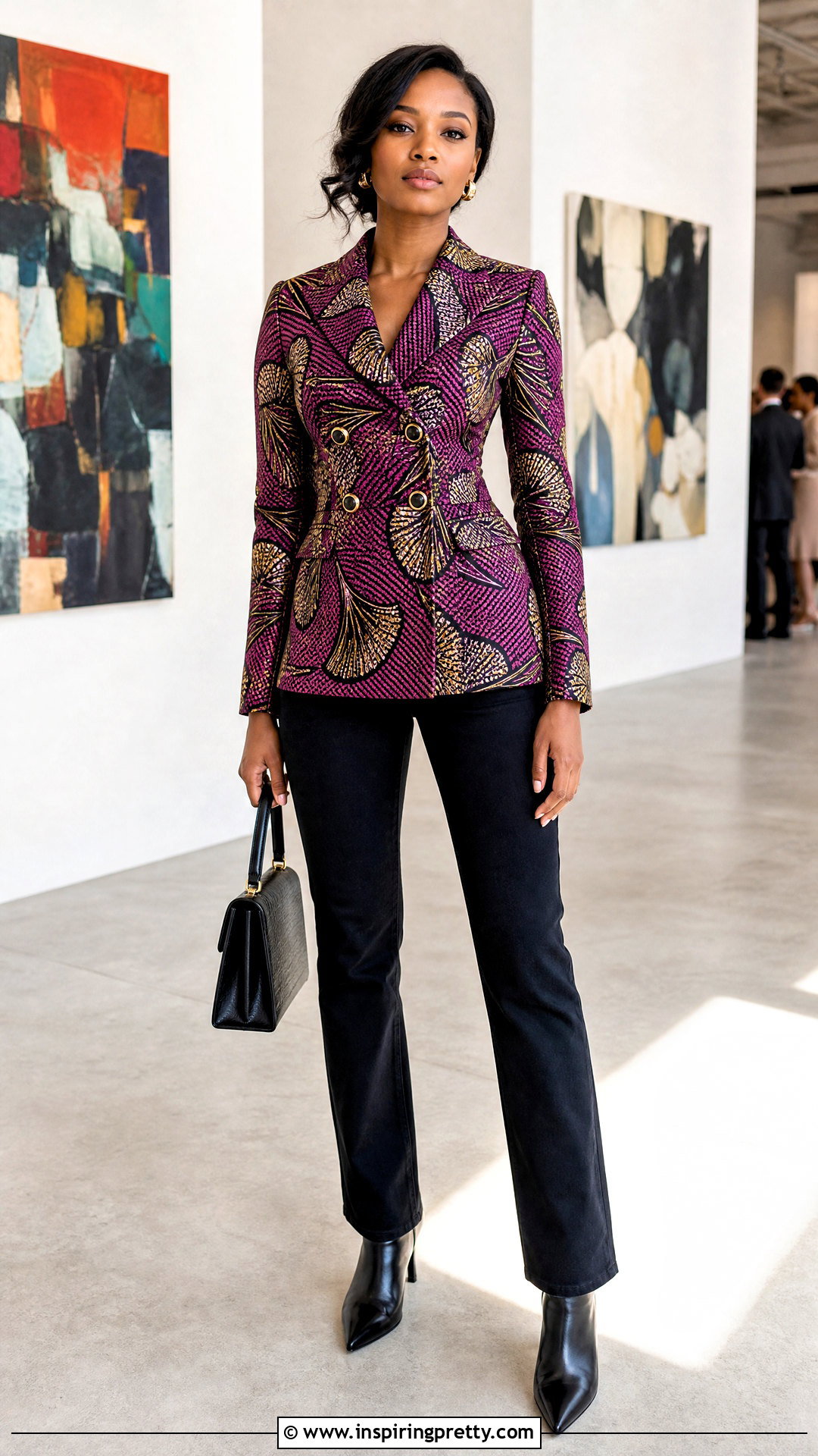 Chitenge Blazer Top With Black Jeans - 50 chitenge tops for ladies