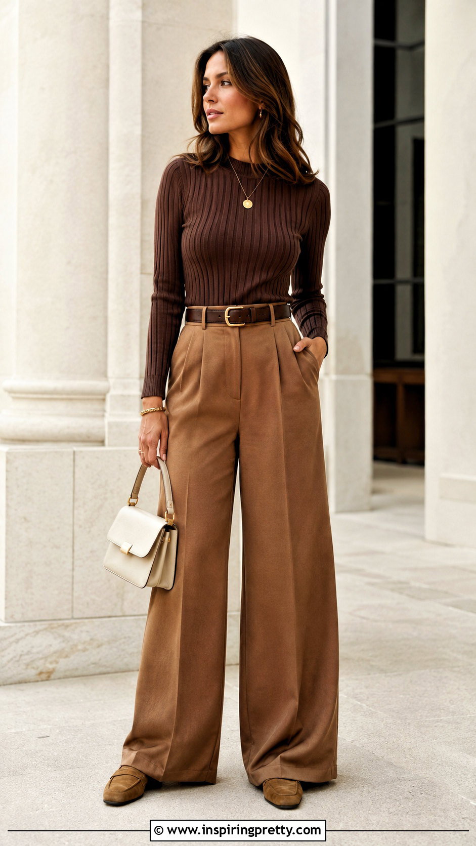 Chocolate Brown Top With Brown Pants - what top goes with brown pants (25 ways)