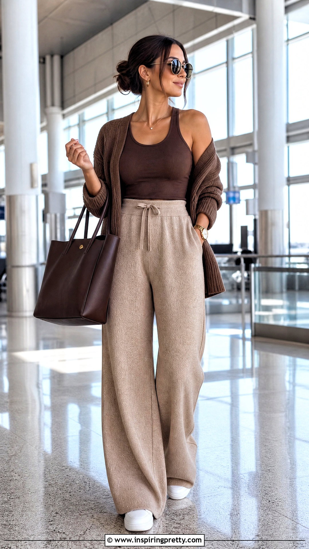 Chocolate Brown Top With Knit Pants - 50 chocolate brown top outfit ideas