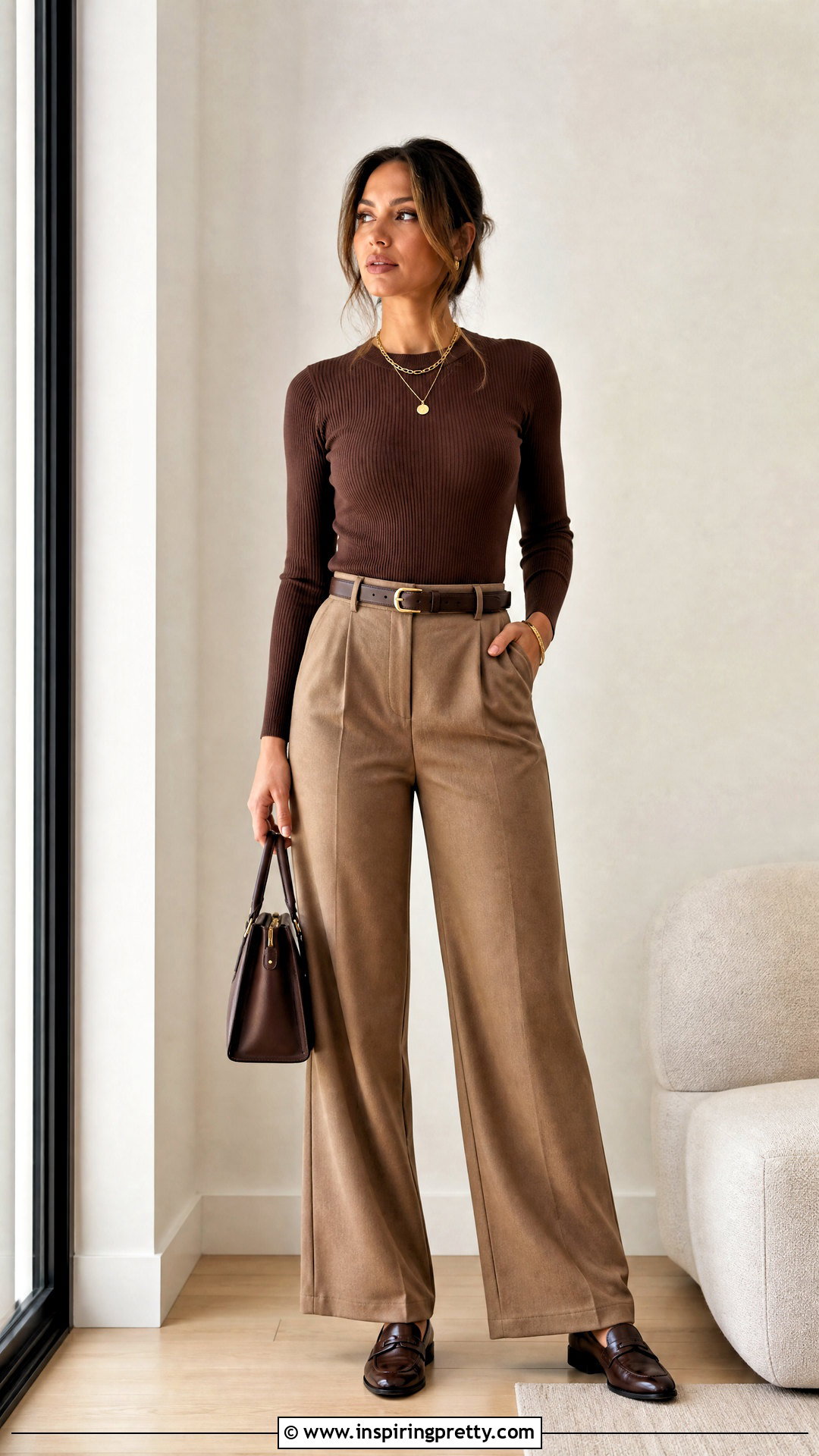 Chocolate Brown Top With Light Tan Pants - what color top to wear with tan pants (20 ways)