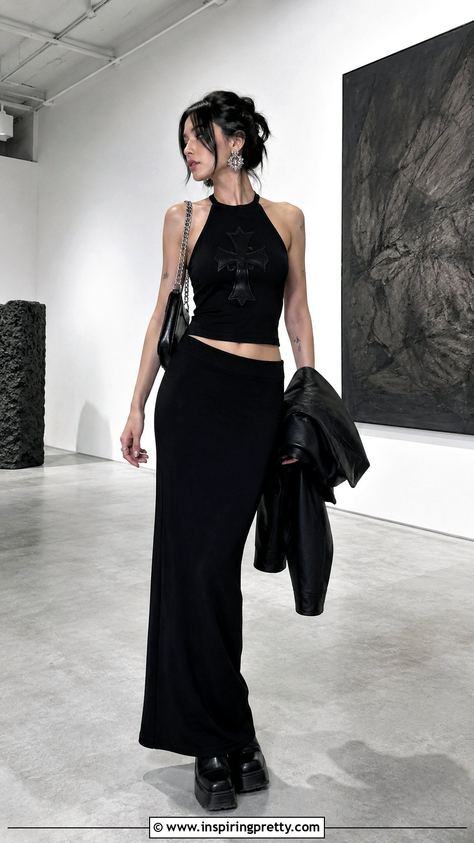 Chrome Hearts Halter Top With Black Maxi Skirt - 20 Chrome Hearts Halter Tops