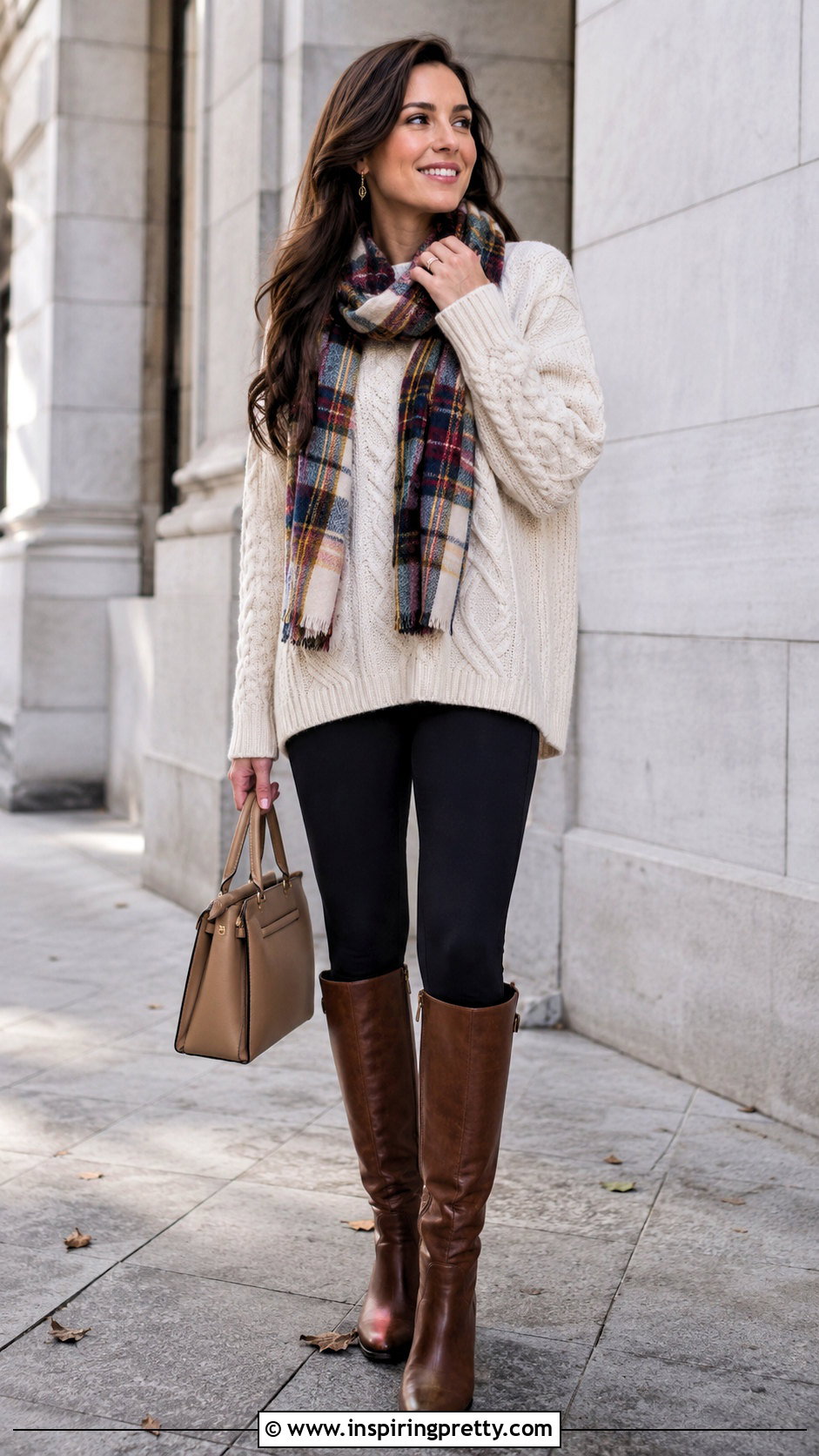 Chunky Knit Sweater Top With Black Leggings - 25 tops that look good with leggings