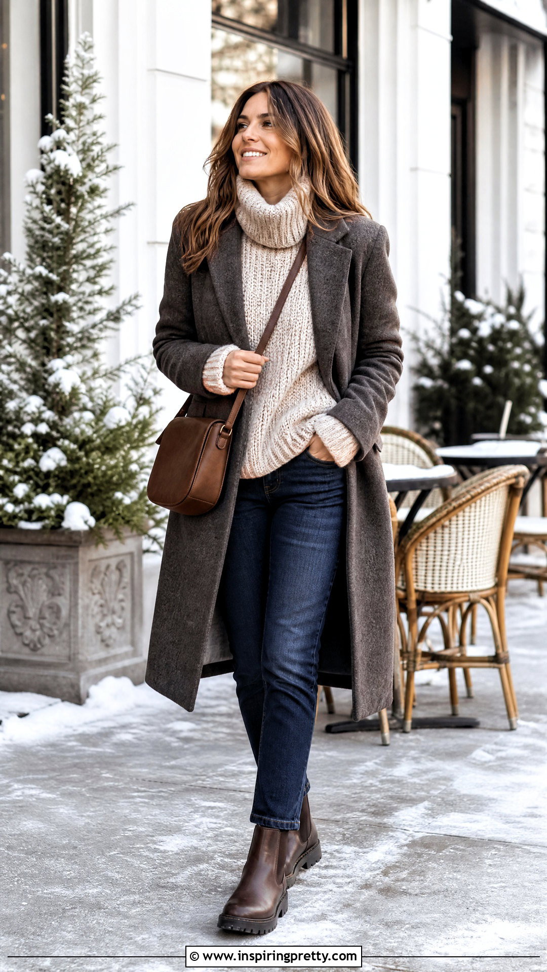 Chunky Turtleneck With Slim Jeans - 50 winter tops for women