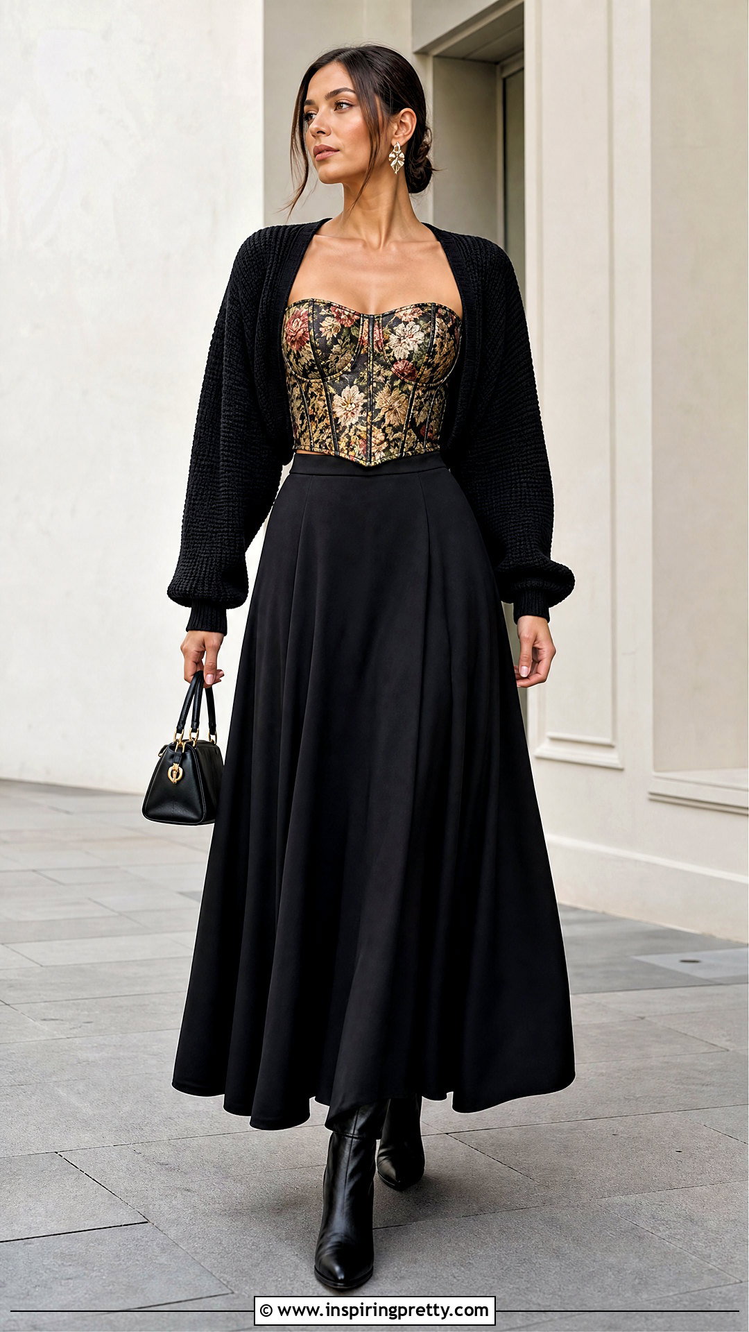 Cider Corset Top With Black Maxi Skirt - 25 Cider Corset Top outfit ideas