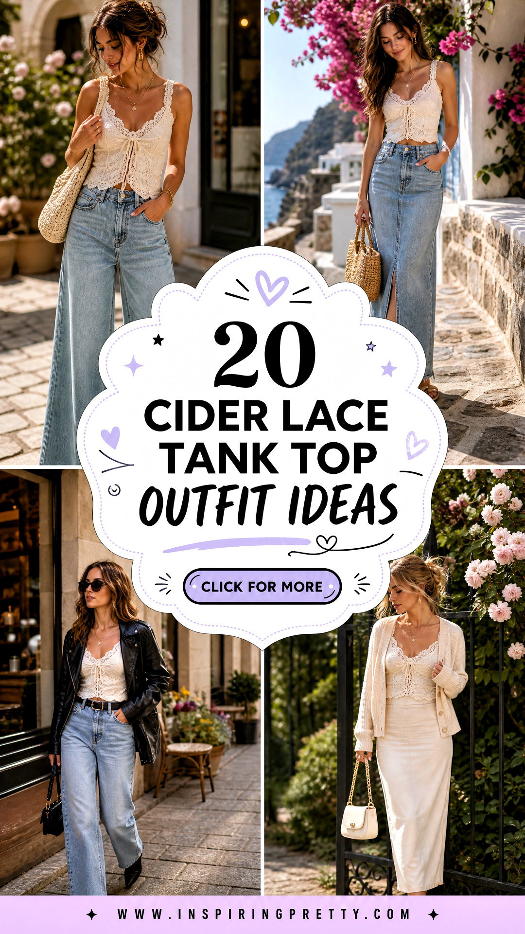 20 Cider Lace Tank Top Outfit Ideas for Romantic Summer Style - 20 Cider Lace Tank Top Outfit Ideas for Romantic Summer Style