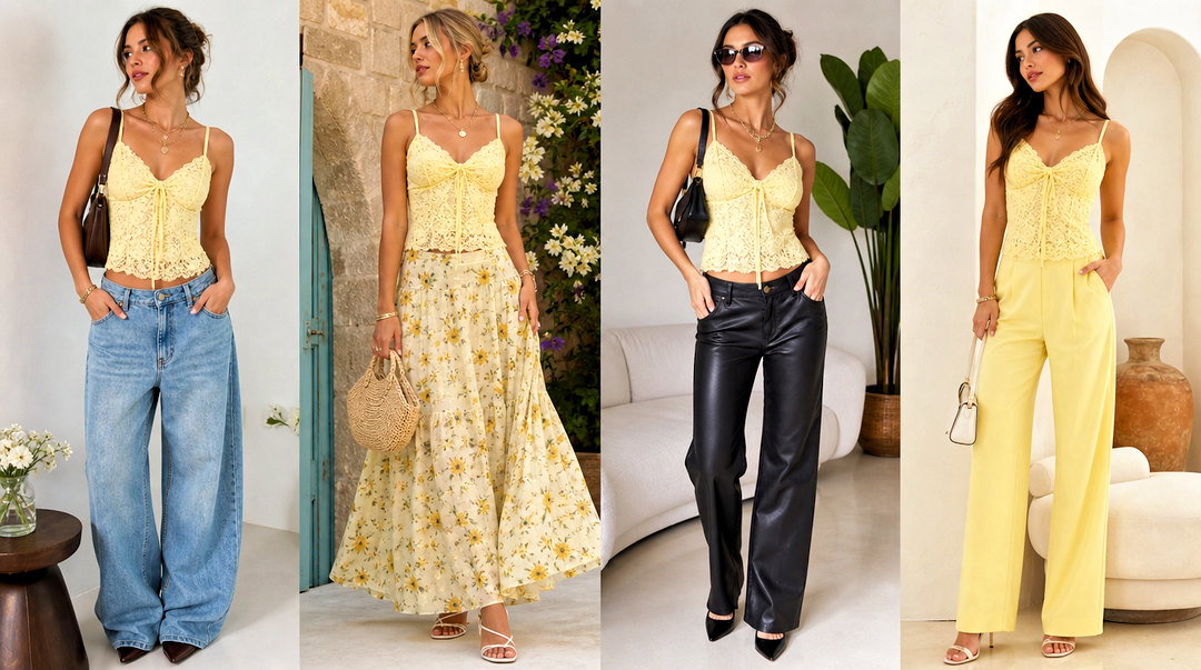 20 Cider Yellow Lace Top Outfit Ideas for Sunny Feminine Looks