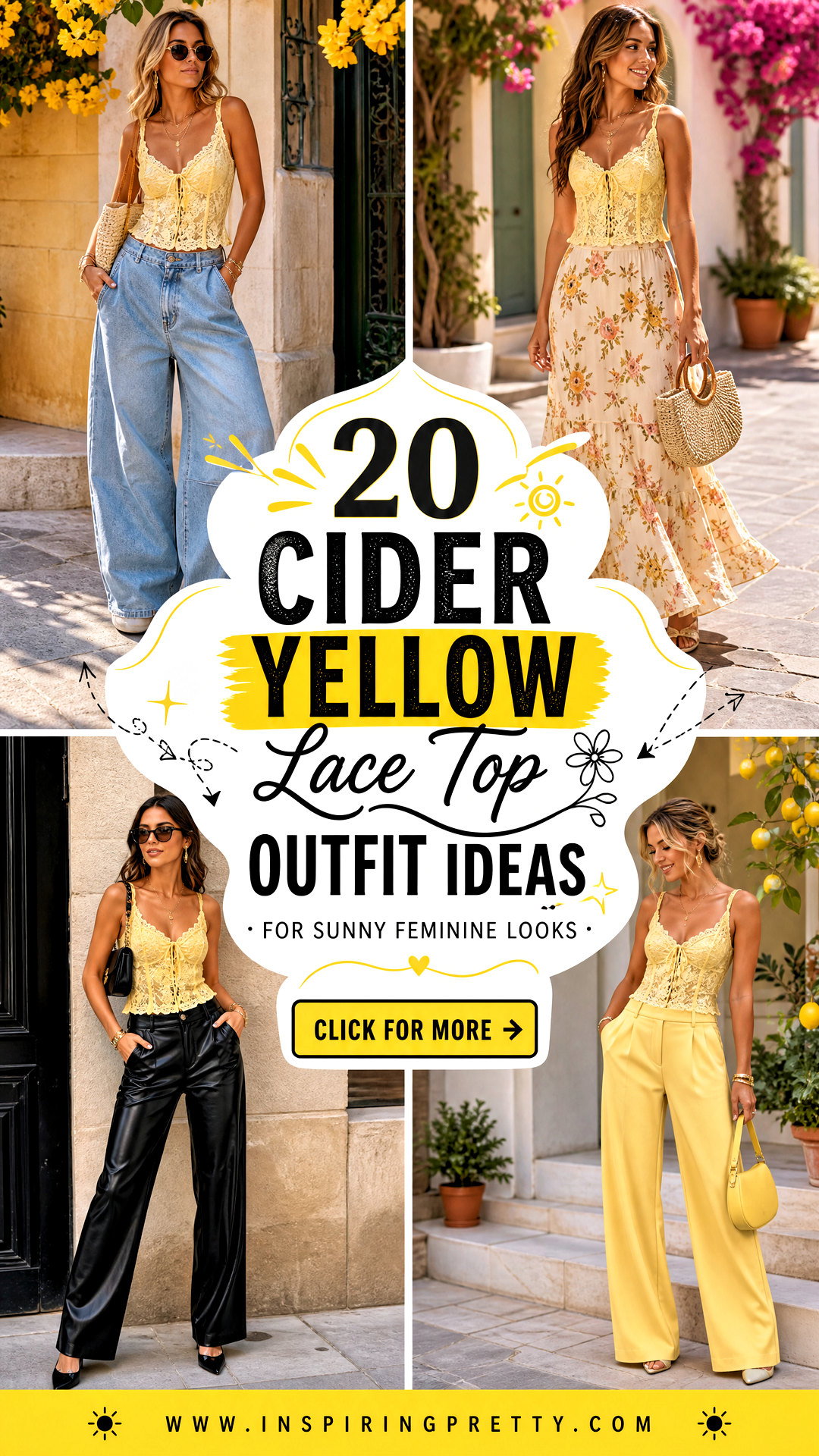 20 Cider Yellow Lace Top Outfit Ideas for Sunny Feminine Looks - 20 Cider Yellow Lace Top Outfit Ideas for Sunny Feminine Looks
