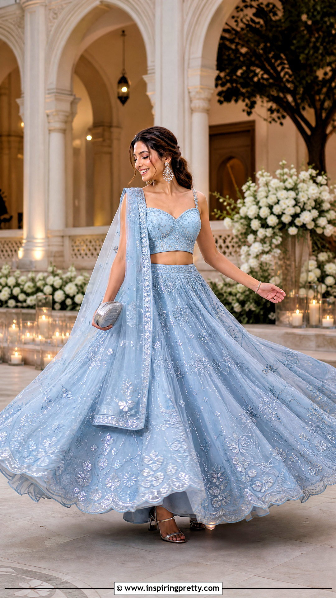 Circular Organza Crop Top Lehenga Outfit - 50 organza crop top lehenga outfit ideas
