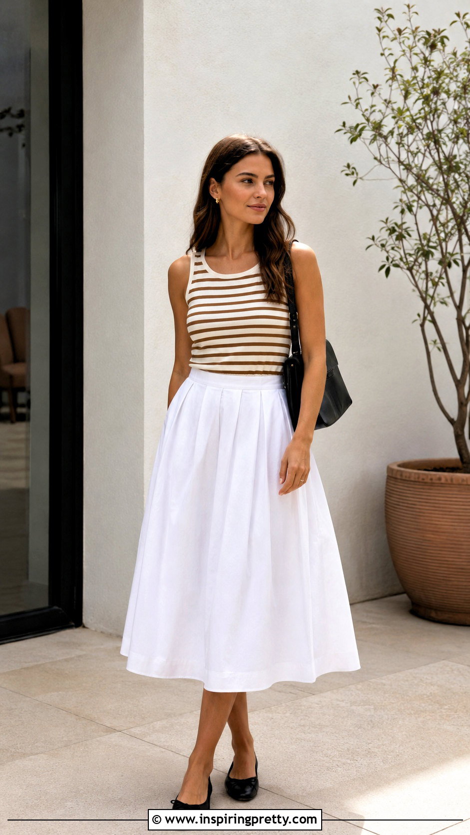 Claire Tank Top With A Cotton Poplin Midi Skirt - 20 claire tank top outfit ideas