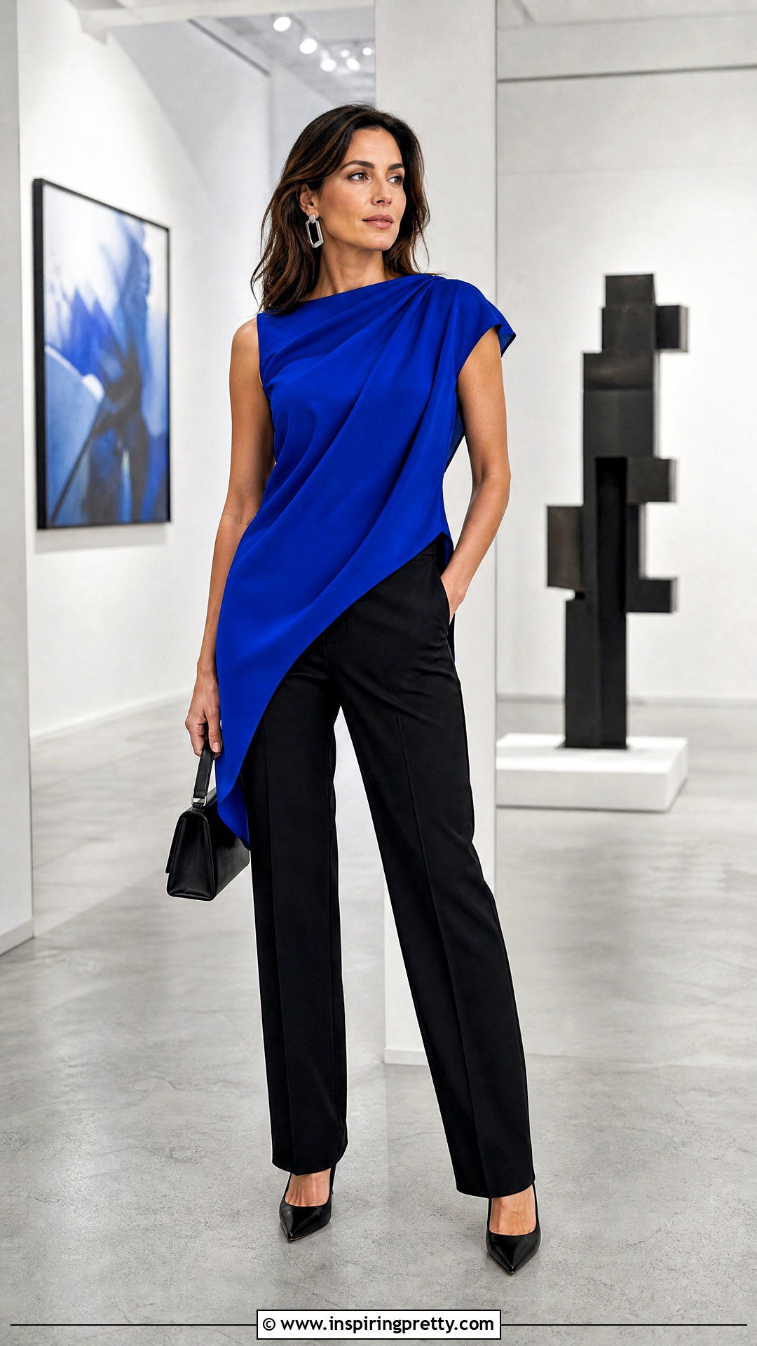 Classy Asymmetrical Top And Black Pants Outfit - 50 classy tops for women chic ideas