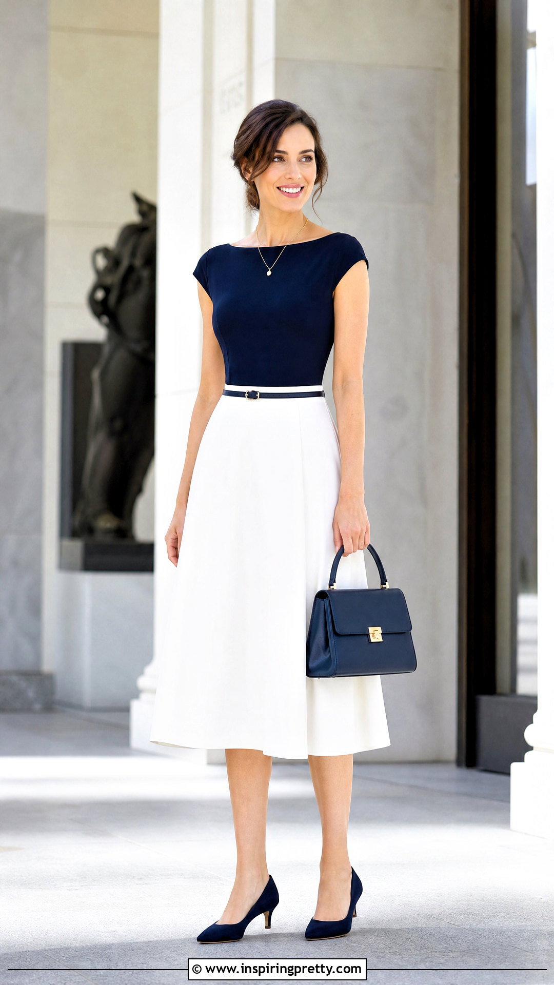 Classy Cap Sleeve Top And A Line Skirt Outfit - 50 classy tops for women chic ideas