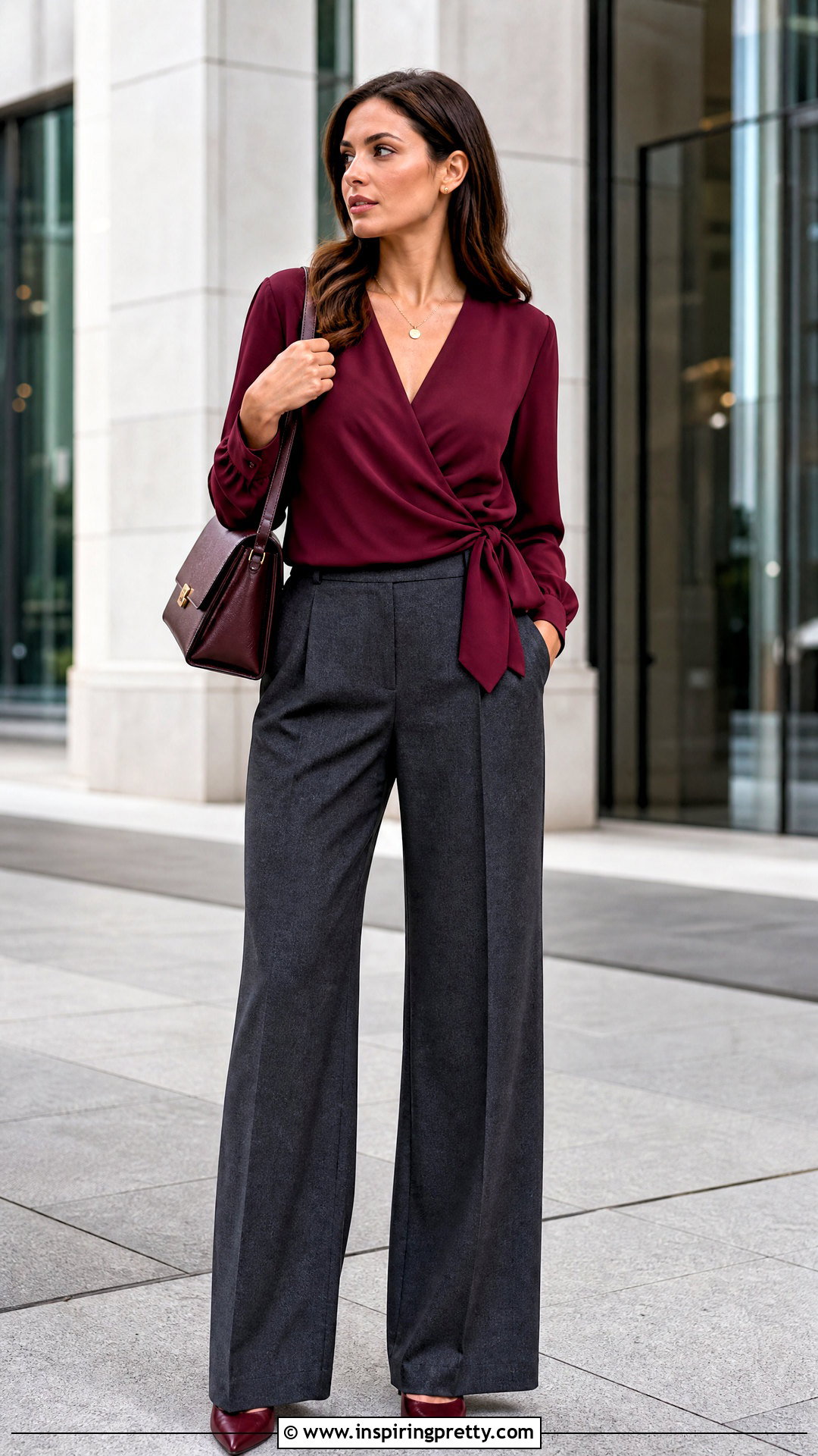 Classy Wrap Top And Wide Leg Pants Outfit - 50 classy tops for women chic ideas