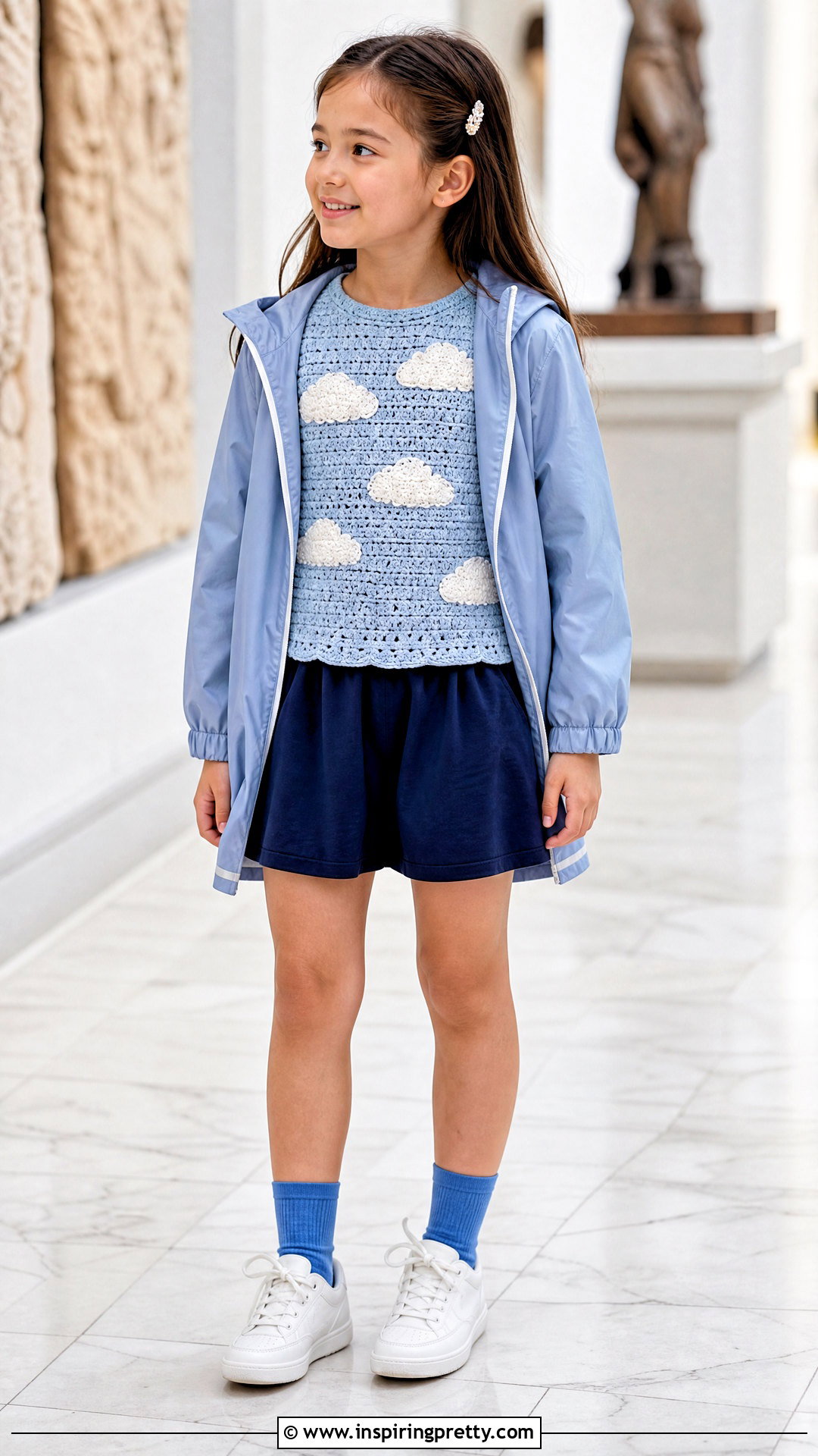 Cloud Crochet Top With Blue Skirt - 50 top de croche infantil ideas