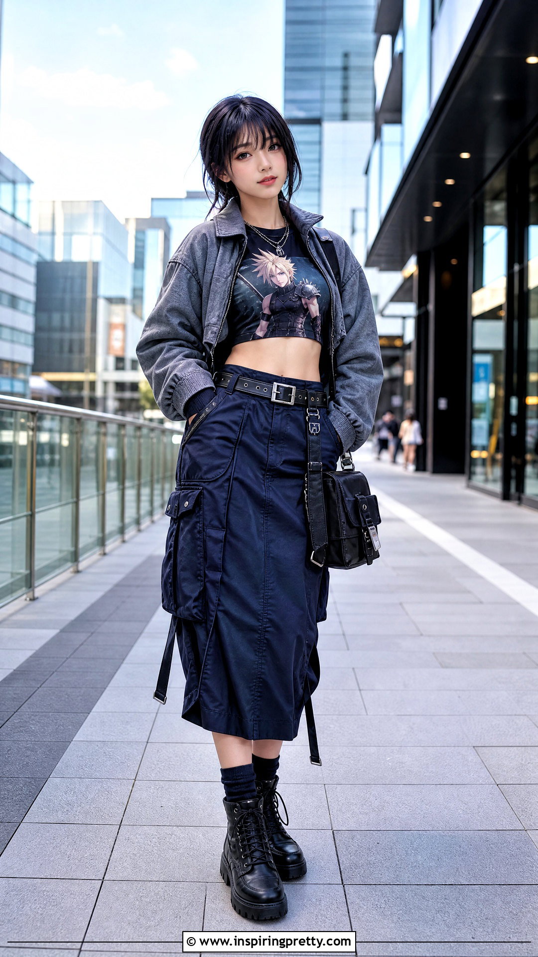 Cloud Strife Crop Top With Blue Cargo Skirt - 25 Cloud Strife Crop Top outfit ideas