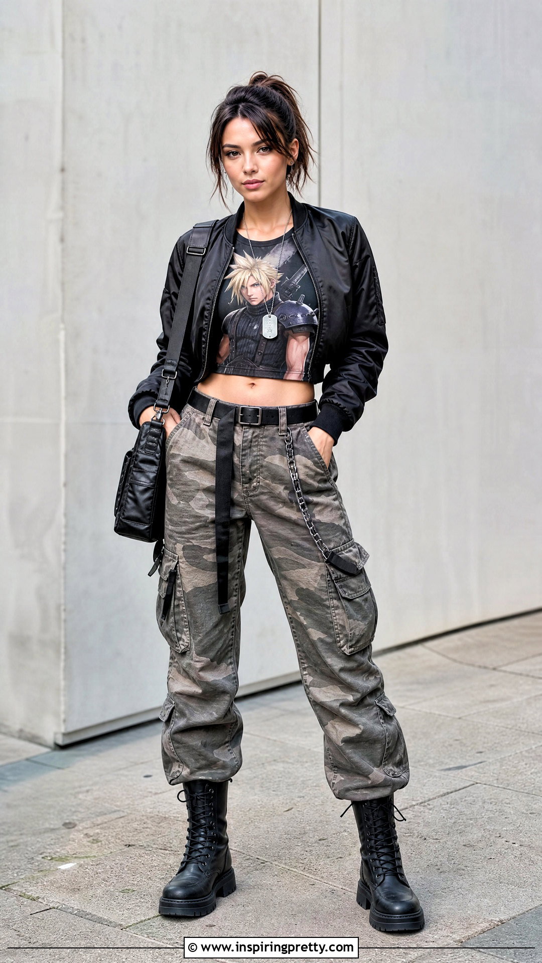 Cloud Strife Crop Top With Camo Cargo Pants - 25 Cloud Strife Crop Top outfit ideas