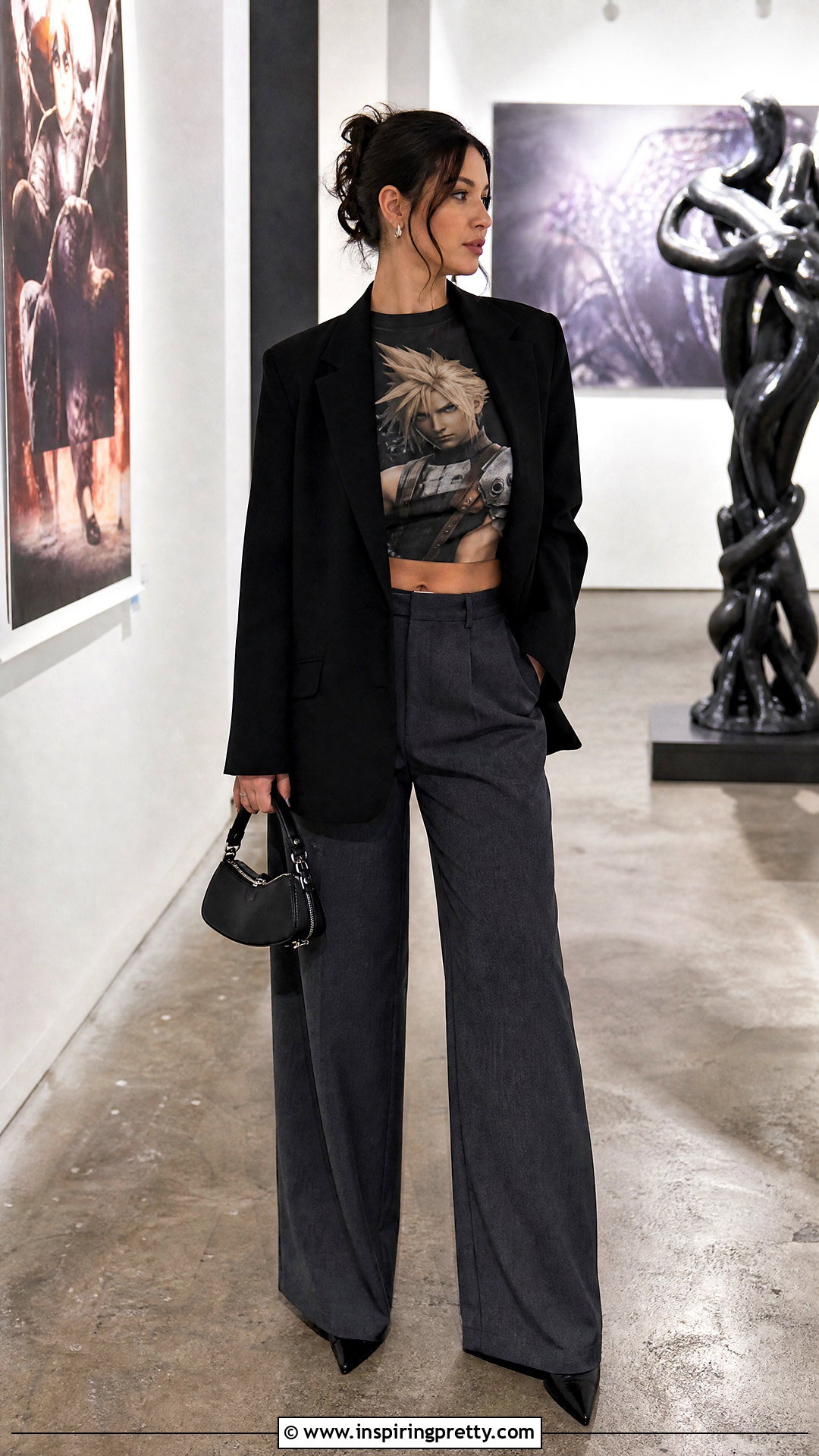 Cloud Strife Crop Top With Wide Leg Trousers - 25 Cloud Strife Crop Top outfit ideas
