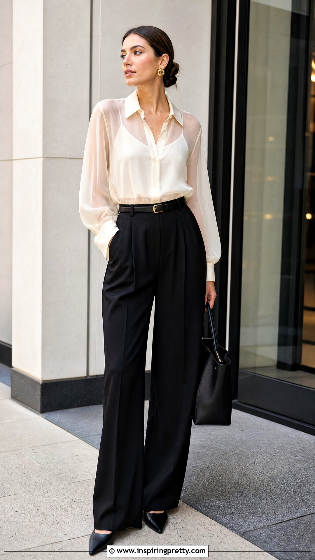Club Monaco Sheer Top With Black Trousers - 20 club monaco sheer top outfit ideas