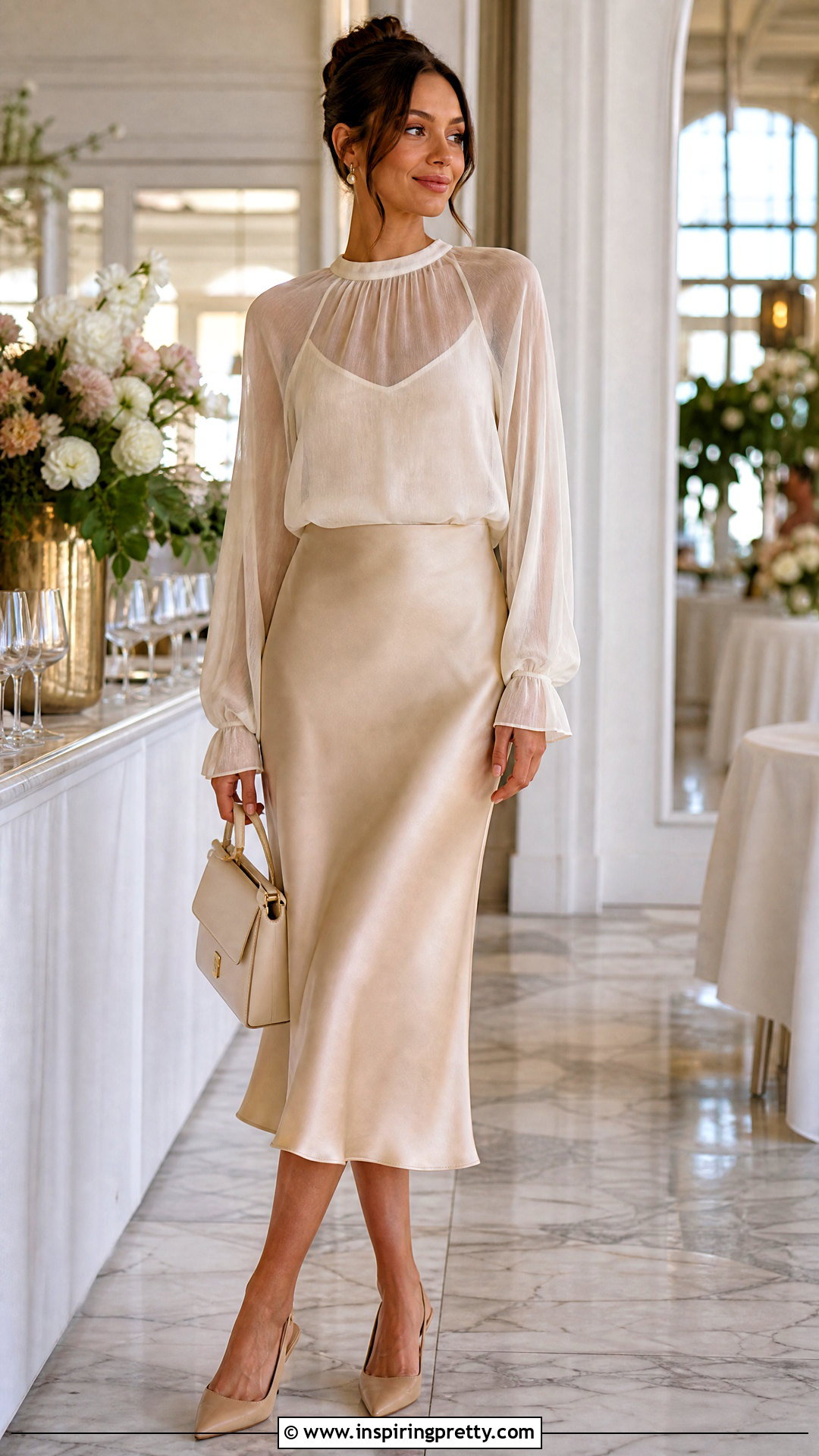 Club Monaco Sheer Top With Satin Midi Skirt - 20 club monaco sheer top outfit ideas