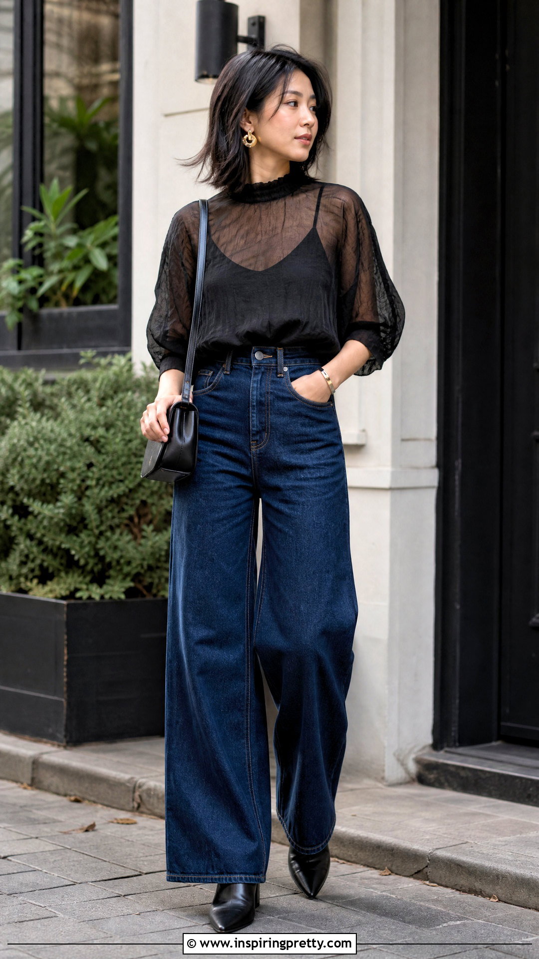 Club Monaco Sheer Top With Wide Leg Jeans - 20 club monaco sheer top outfit ideas