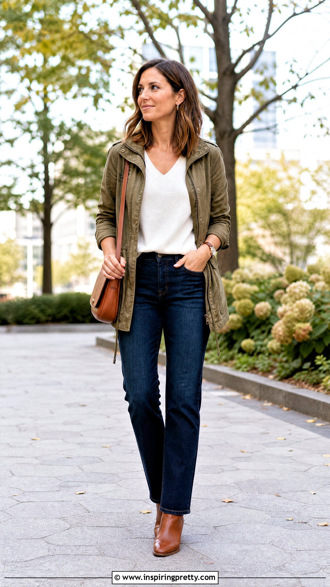 Club Monaco White Top With Dark Jeans And Utility Jacket - 20 club monaco white top outfit ideas