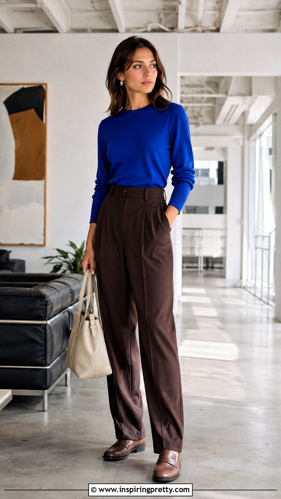 Cobalt Blue Top With Brown Pants - what top goes with brown pants (25 ways)