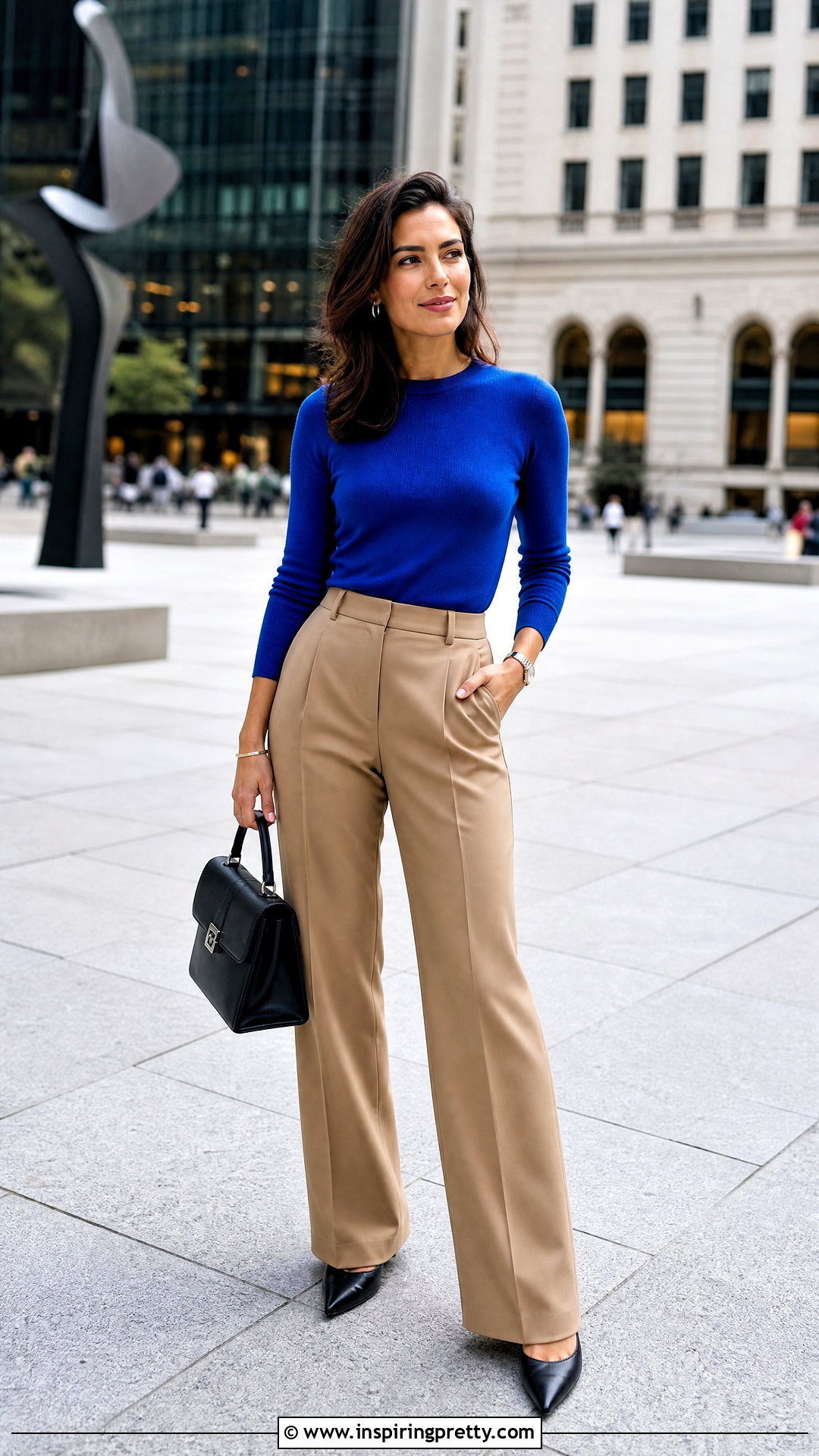Cobalt Blue Top With Tan Pants - what color top to wear with tan pants (20 ways)