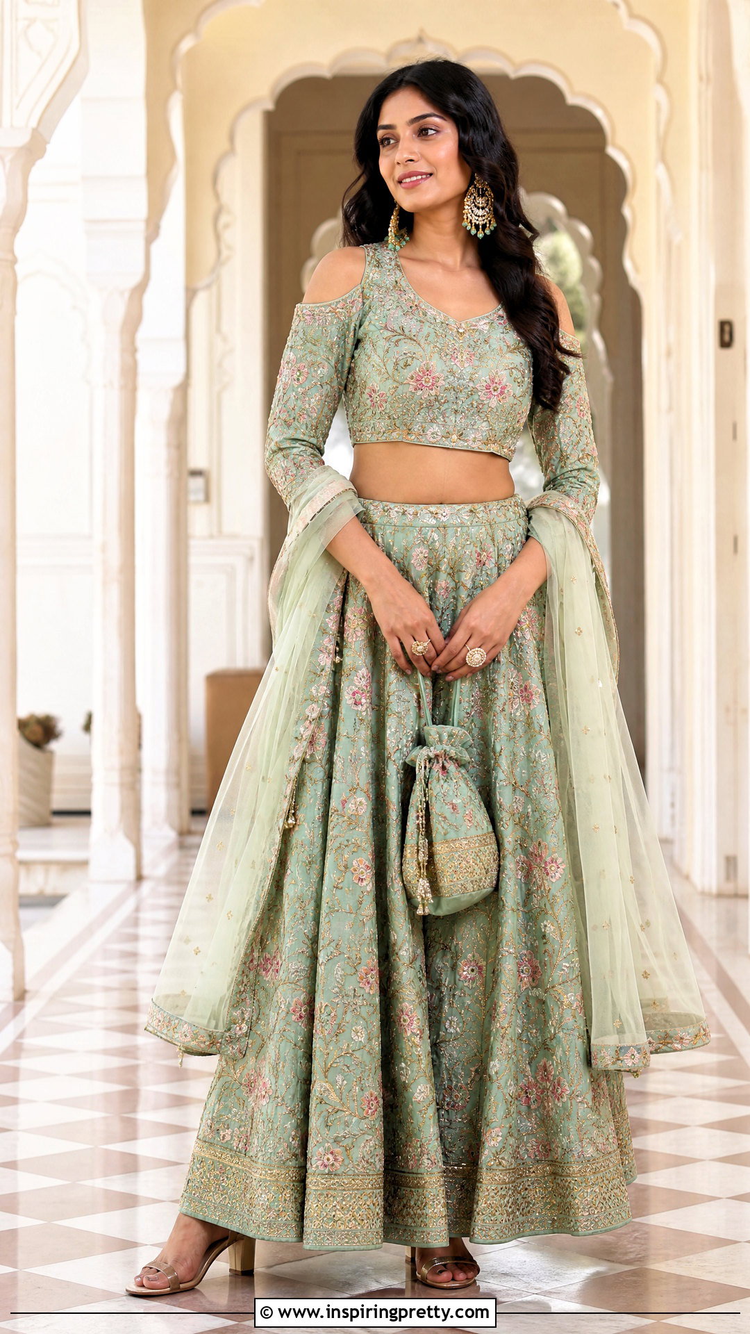 Cold Shoulder Lehenga Top - 50 lehenga top design ideas
