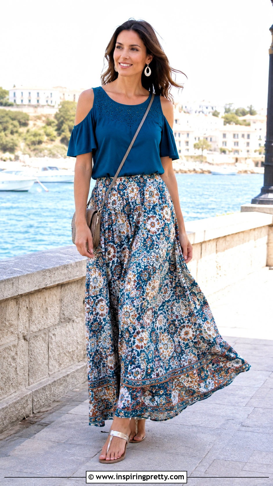 Cold Shoulder Sunday Top With Maxi Skirt - 50 sunday top design