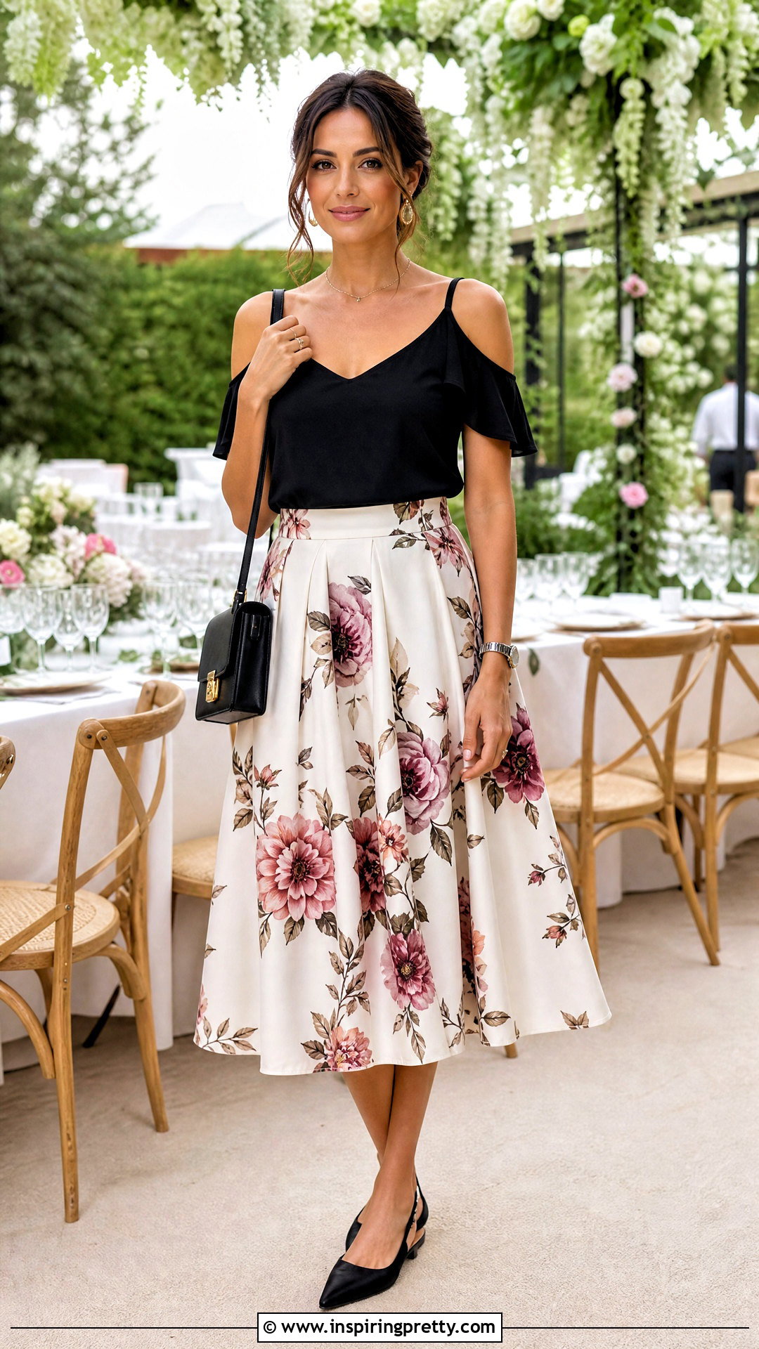 Cold Shoulder Tank Top With Midi Skirt - 20 cold shoulder tank top outfit ideas