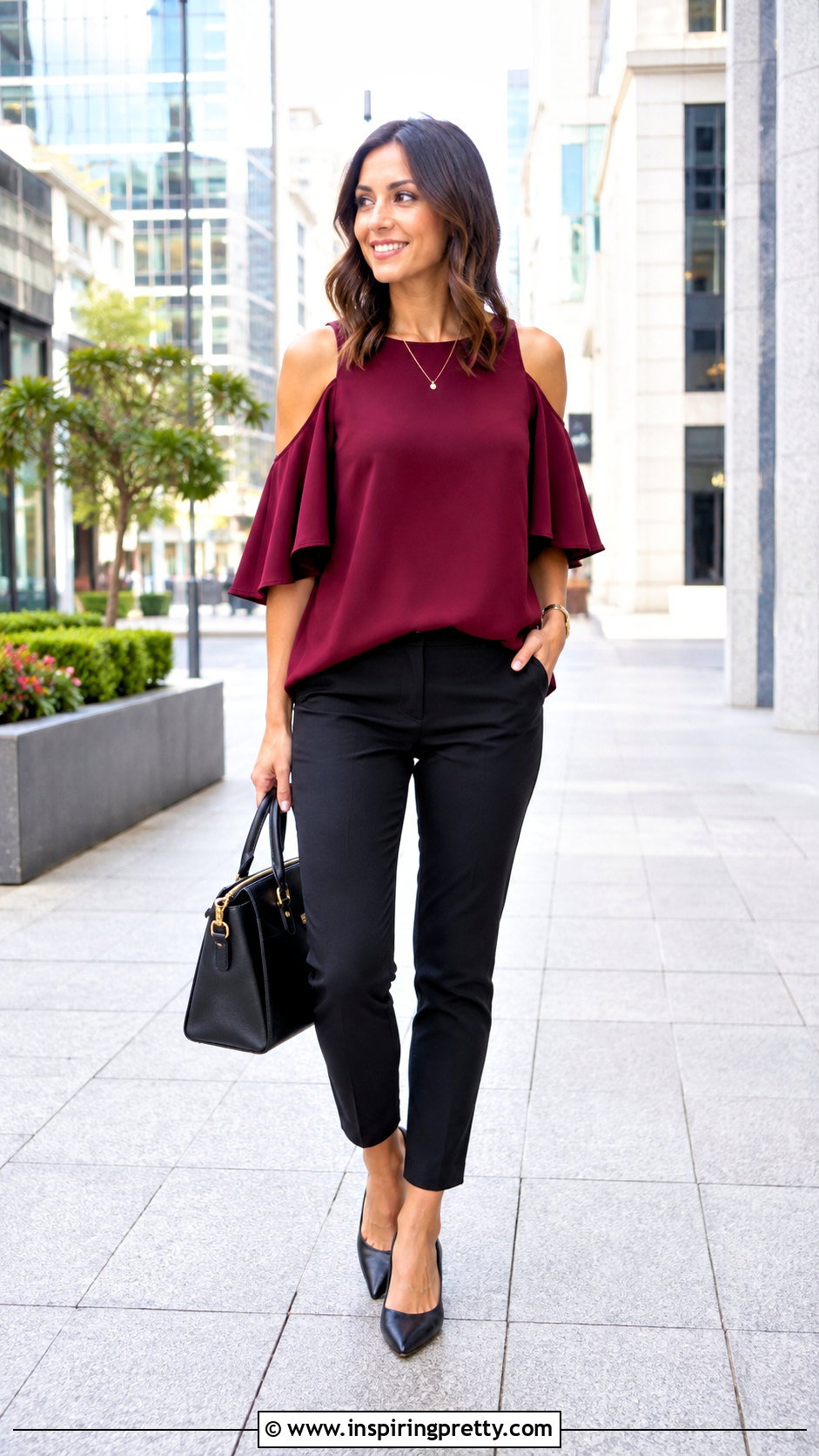 Cold Shoulder Top With Slim Pants - 50 types of tops with names