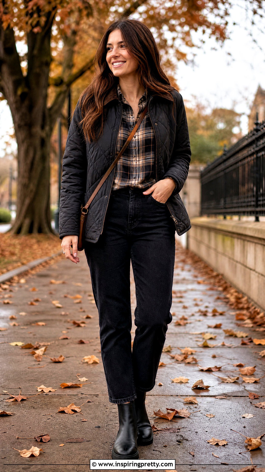 Cold Weather Flannel Top With Black Jeans - 50 womens tops outfit ideas