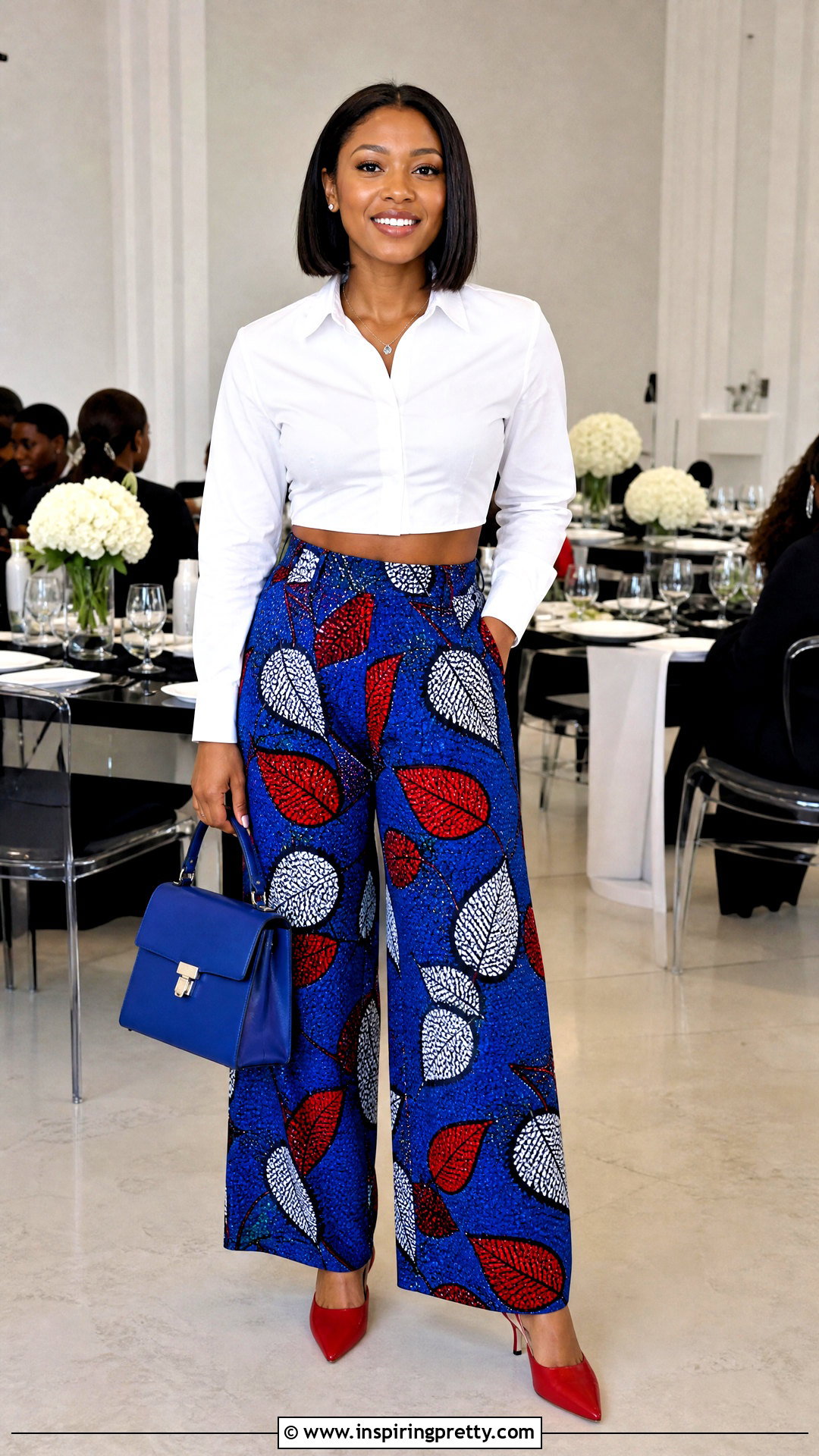 Collared Crop Top With Ankara Palazzo Trousers - 50 Ankara Palazzo Trouser And Crop Top outfit ideas