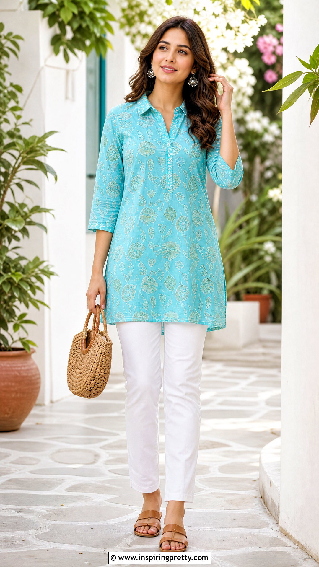 Collared Kurti With White Jeans - 50 jeans tops indian styles