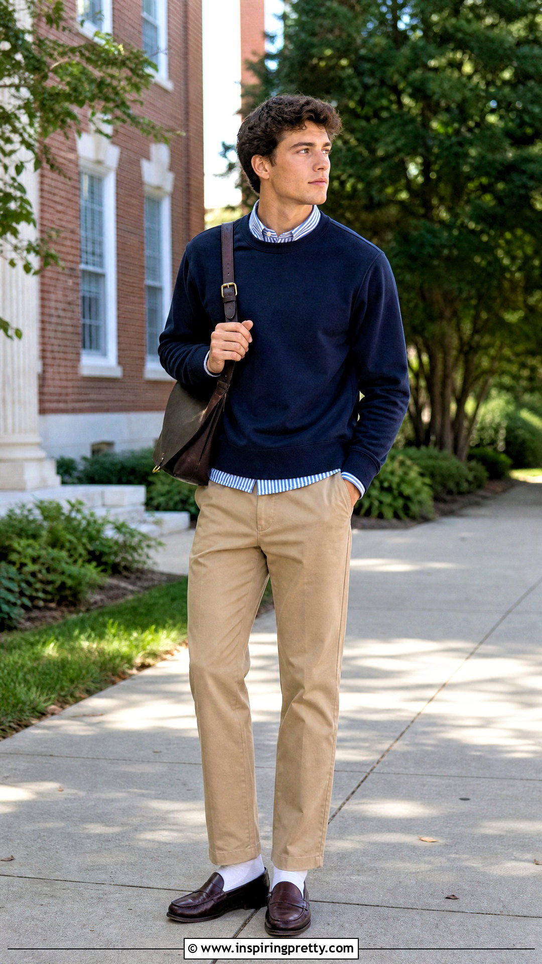 Collared Shirt Under Crewneck Sweatshirt Outfit - 50 layered tops outfits
