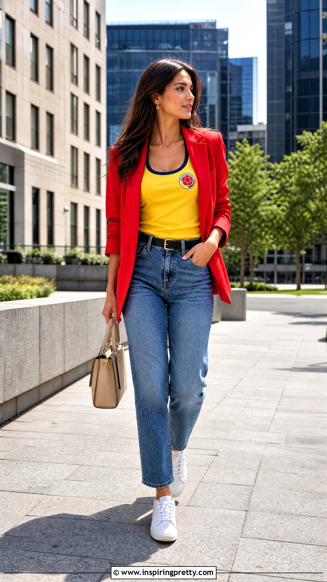 Colombia Tank Top With Red Blazer And Jeans - 25 colombia tank top outfit ideas