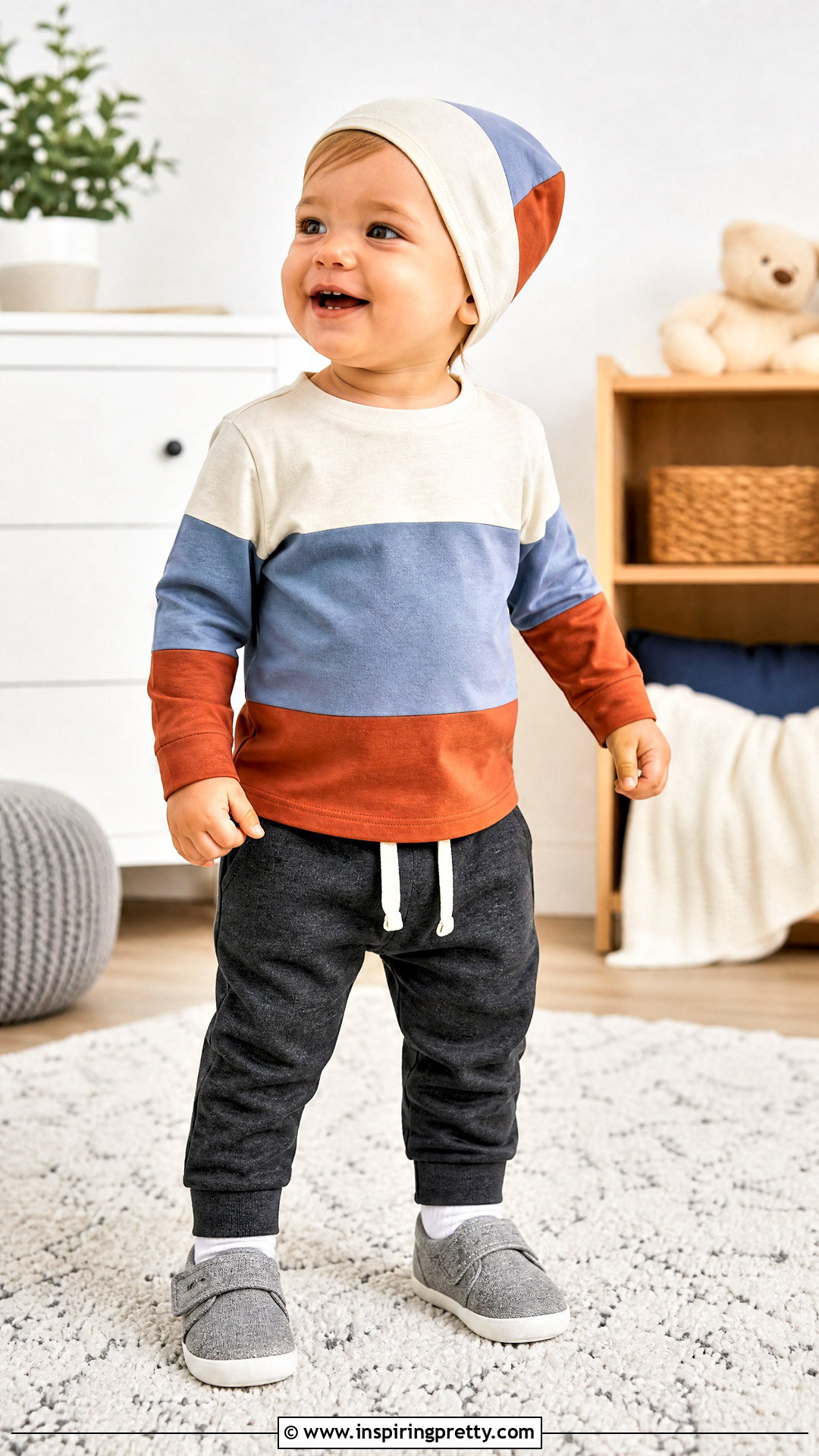 Color Block Baby Top With Jogger Pants - 50 baby tops designs