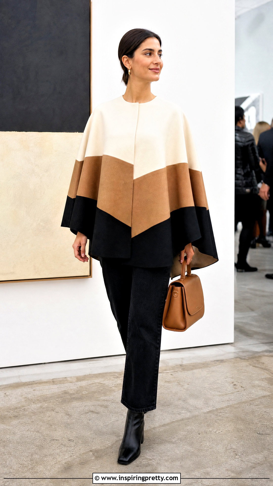 Color Block Cape Top With Black Jeans - 50 cape top outfits
