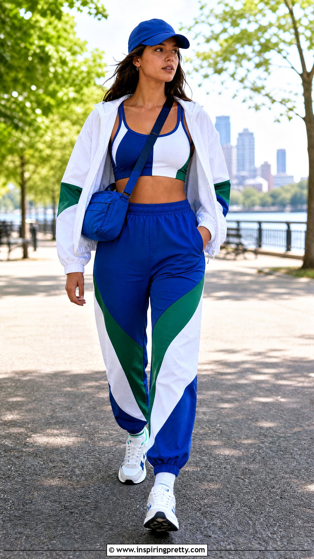 Color Block Crop Top With Track Pants - 50 cool crop tops outfit ideas